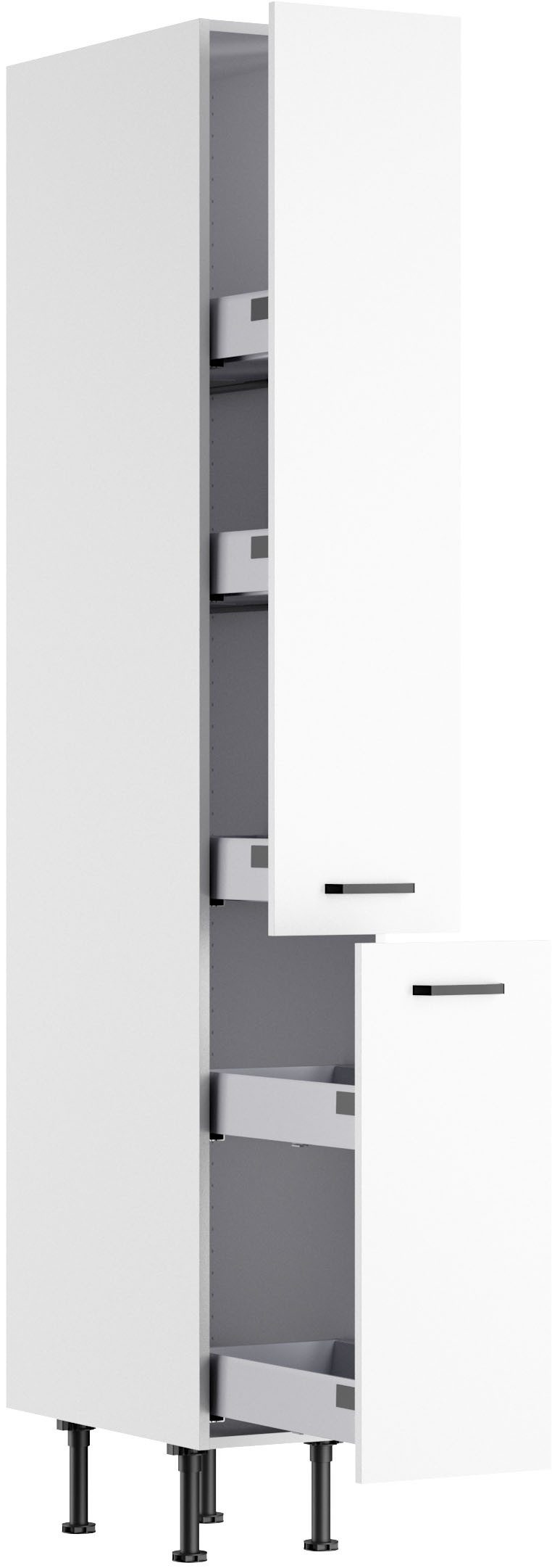 KOCHSTATION Apothekerschrank KS-Paula 30 cm breit, 211 cm hoch, mit 2 Auszügen, 5 Ablagen