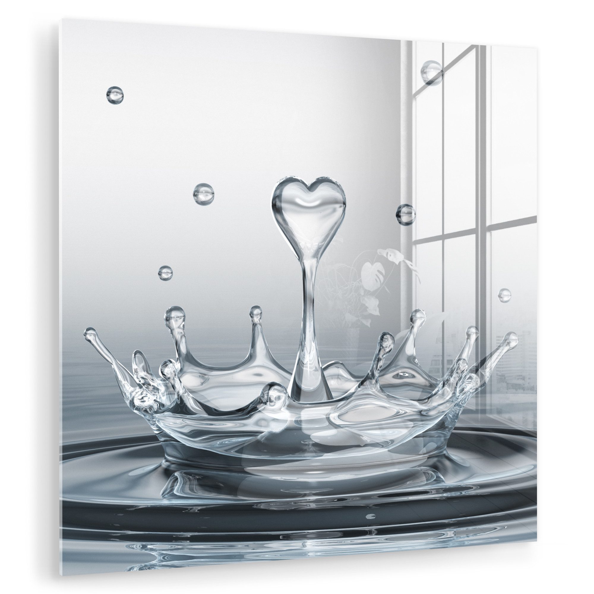 MuchoWow Acrylglasbild Abstrakt - Modern - Wasser - Herz, Inkl. Aufhängung, günstig online kaufen