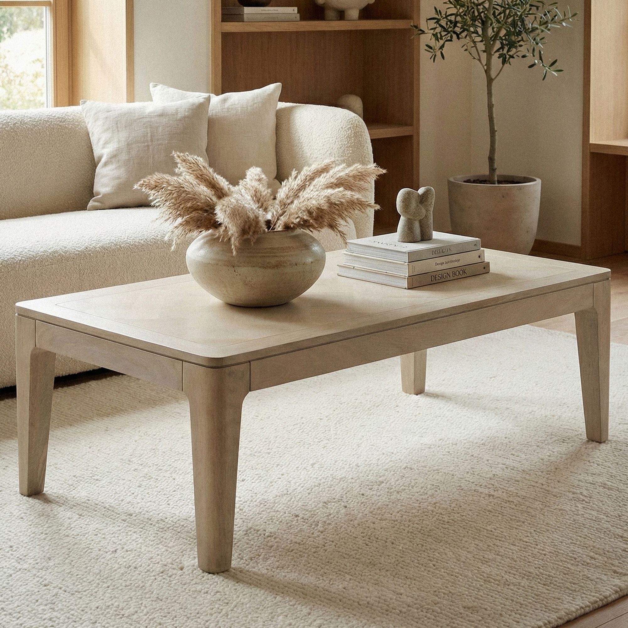 FINEBUY Couchtisch FB77663 Sofatisch 120cm Wohnzimmertisch Loungetisch (Warme Holzoptik mit natürlicher Maserung), Zeitloses Design für stilvolle Wohnräume