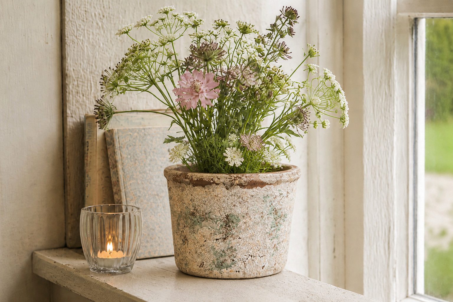 Clayre & Eef Dekovase Clayre & Eef Blumentopf Beige Grün Terrakotta