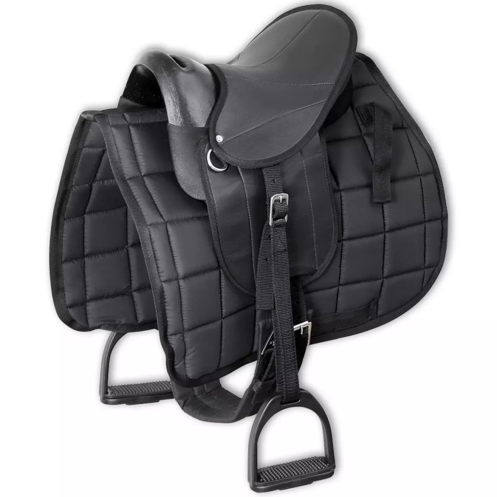vidaXL Wanderreitsattel Pony-Sattel-Set 10 Schwarz