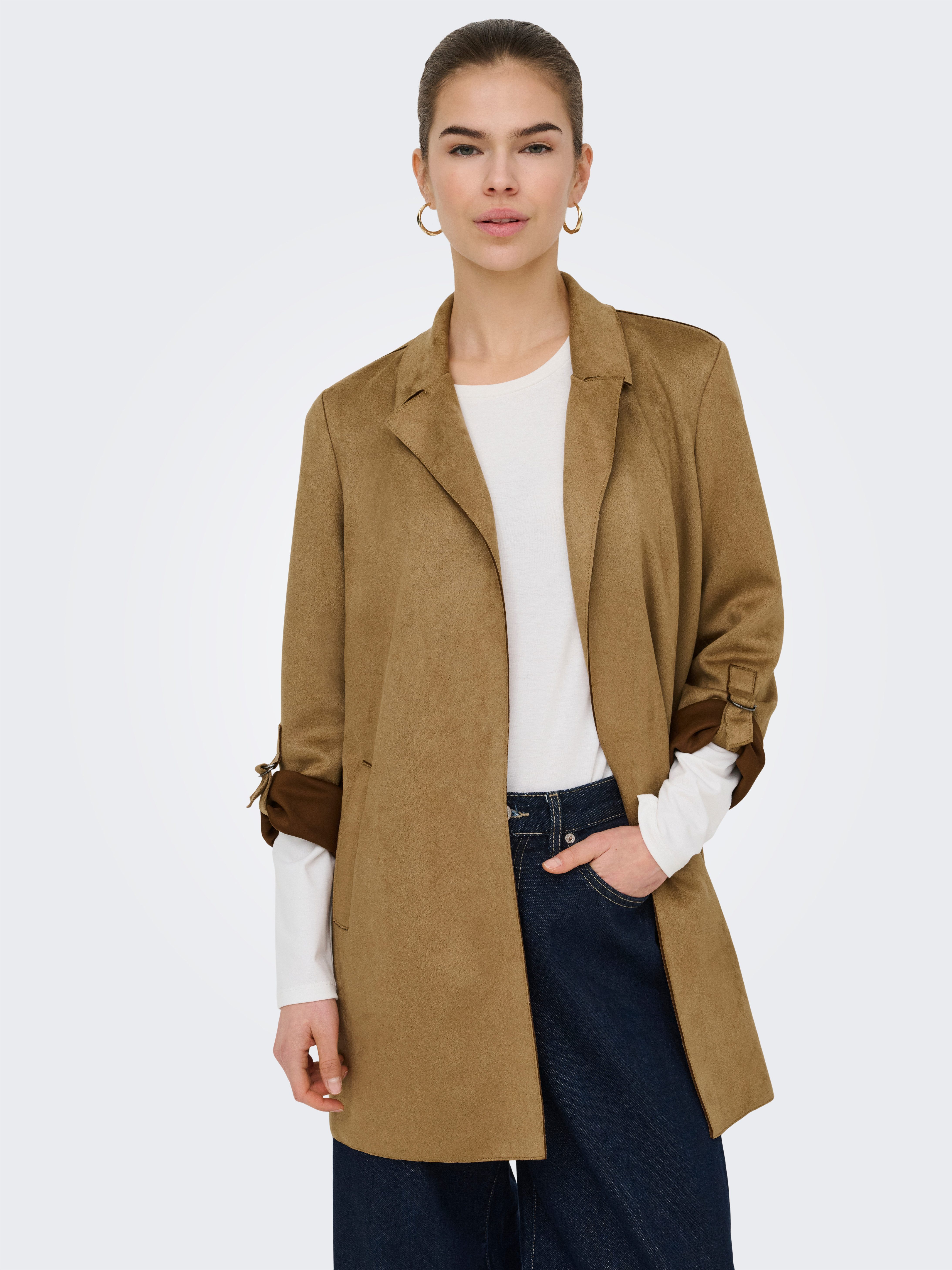 ONLY Langjacke ONLJOLINE FAUX SUEDE COAT LIFE CC OTW mit Reverskragen, weiches Wildlederimitat