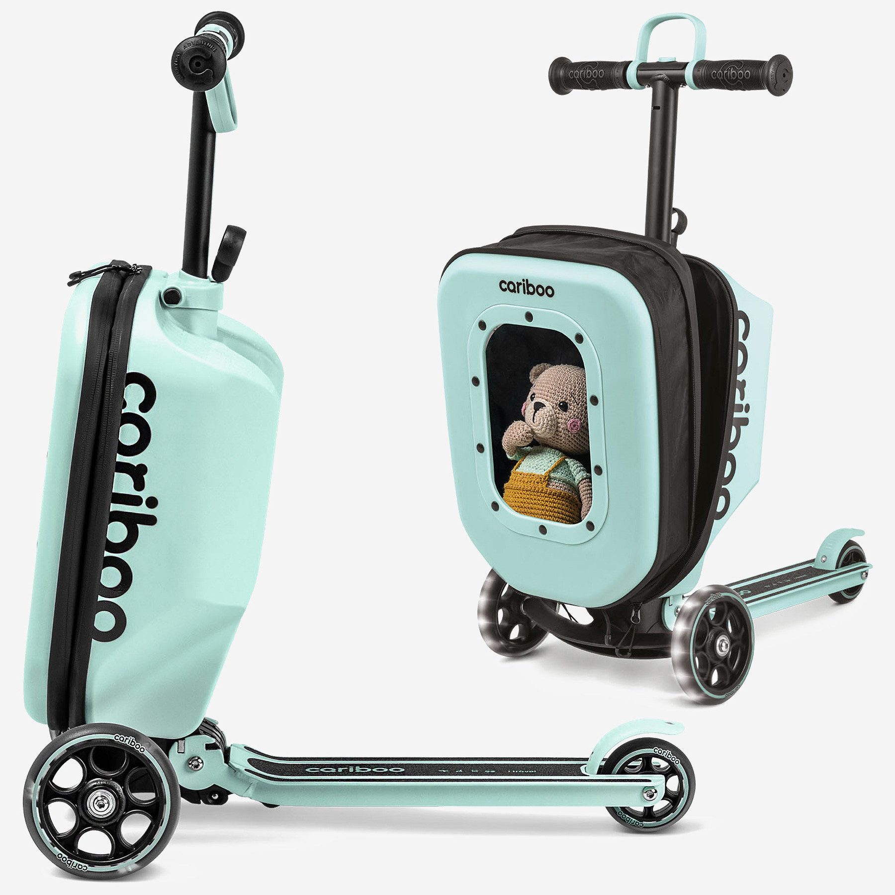 Cariboo Tretroller Kinderroller Koffer 2in1 CARIBOO ITRAVEL Handgepäck bis 50kg