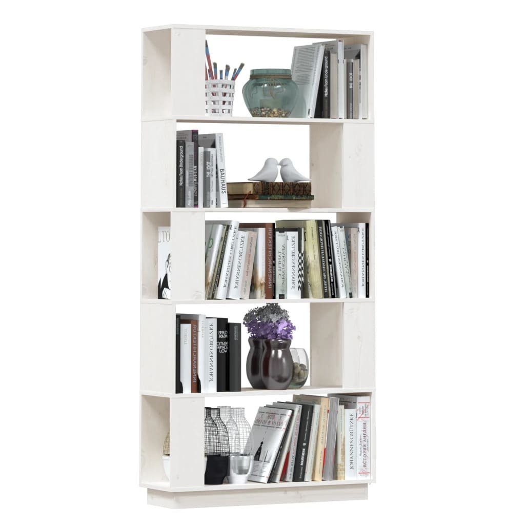 vidaXL Bücherregal 80x25x163,5 Massivholz Bücherregal/Raumteiler Weiß 1-tlg. cm Kiefer
