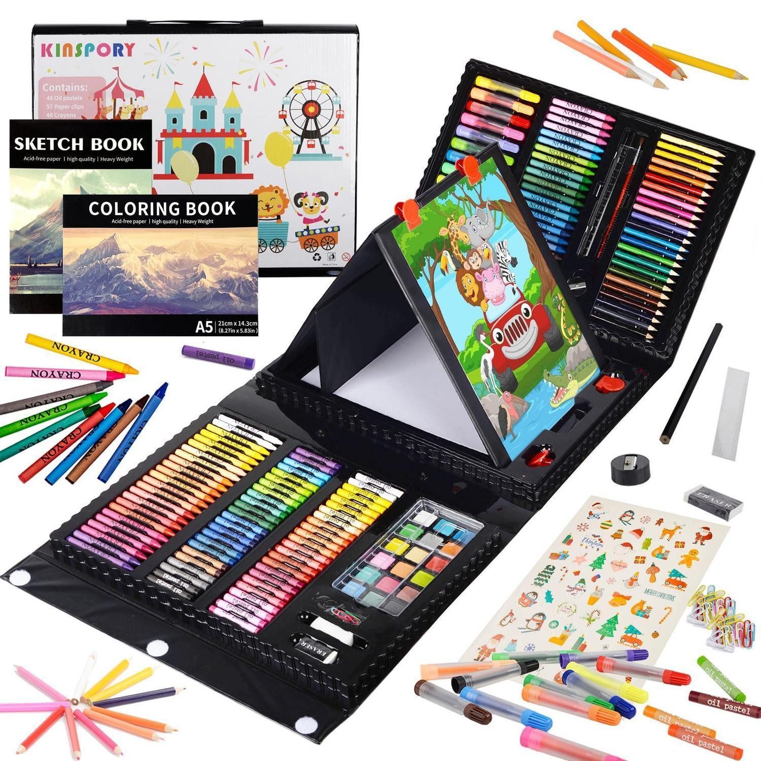 LuxusKollektion Buntstift Malkoffer 290-tlg. Kinder Set Schwarz