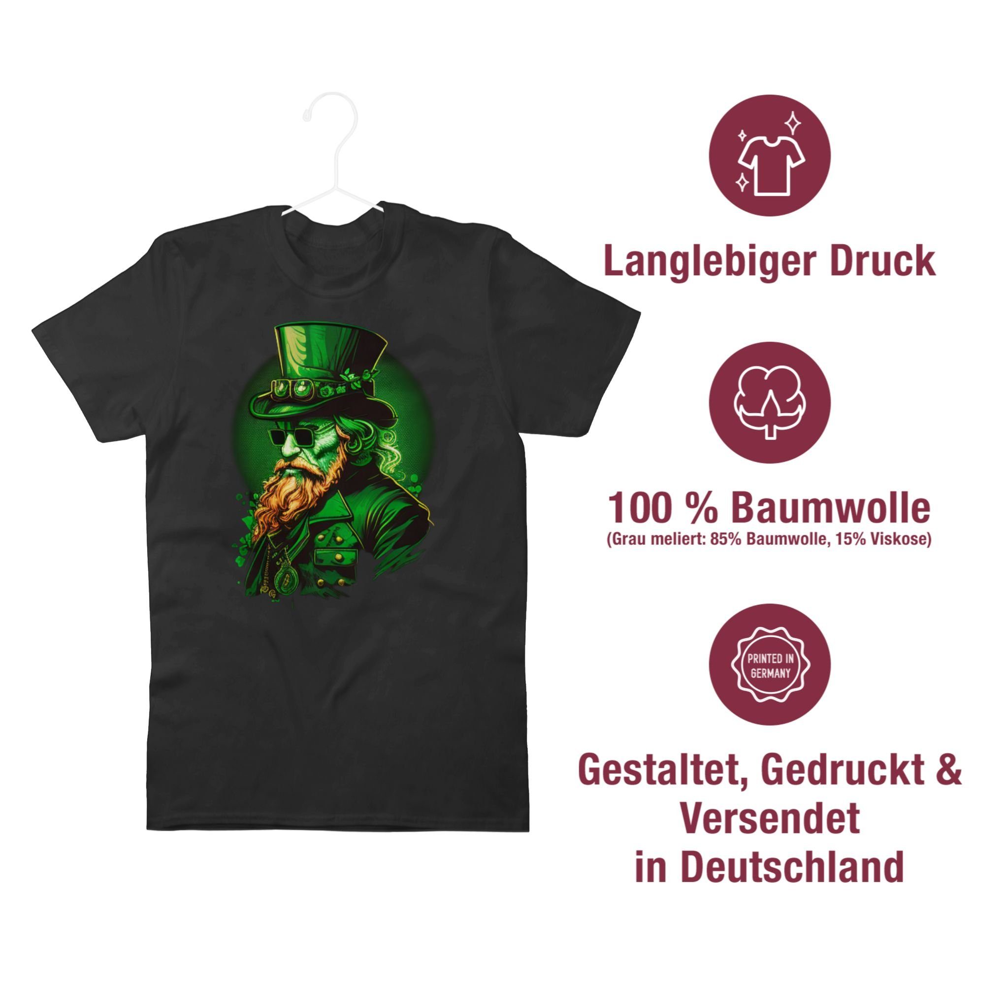 Kobold T-Shirt Irische Shirtracer Day Patricks Irland 01 St. Schwarz Shamrock