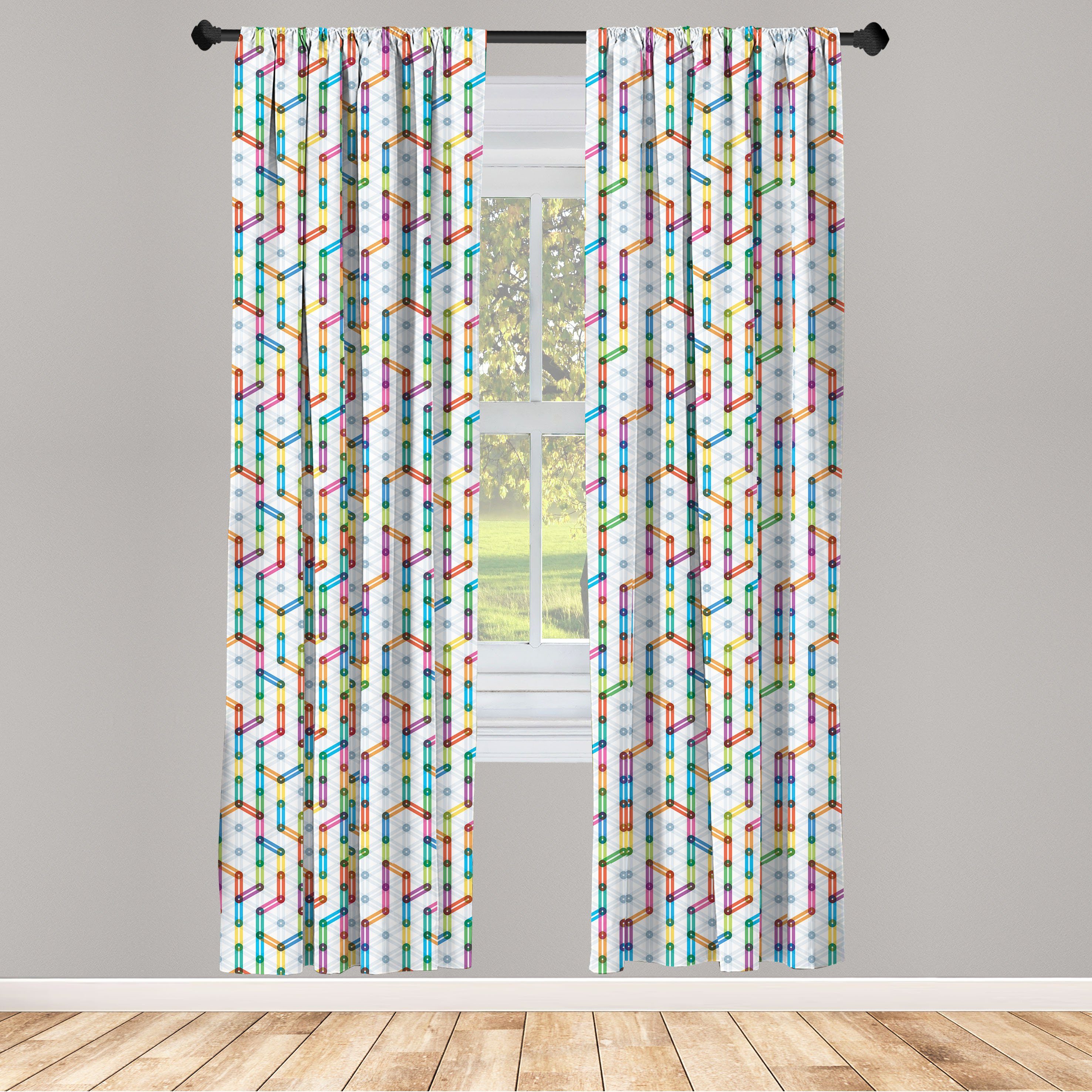 Gardine Vorhang für Wohnzimmer Schlafzimmer Dekor, Abakuhaus, Microfaser, Modern Bunte Digital-Tech-Design