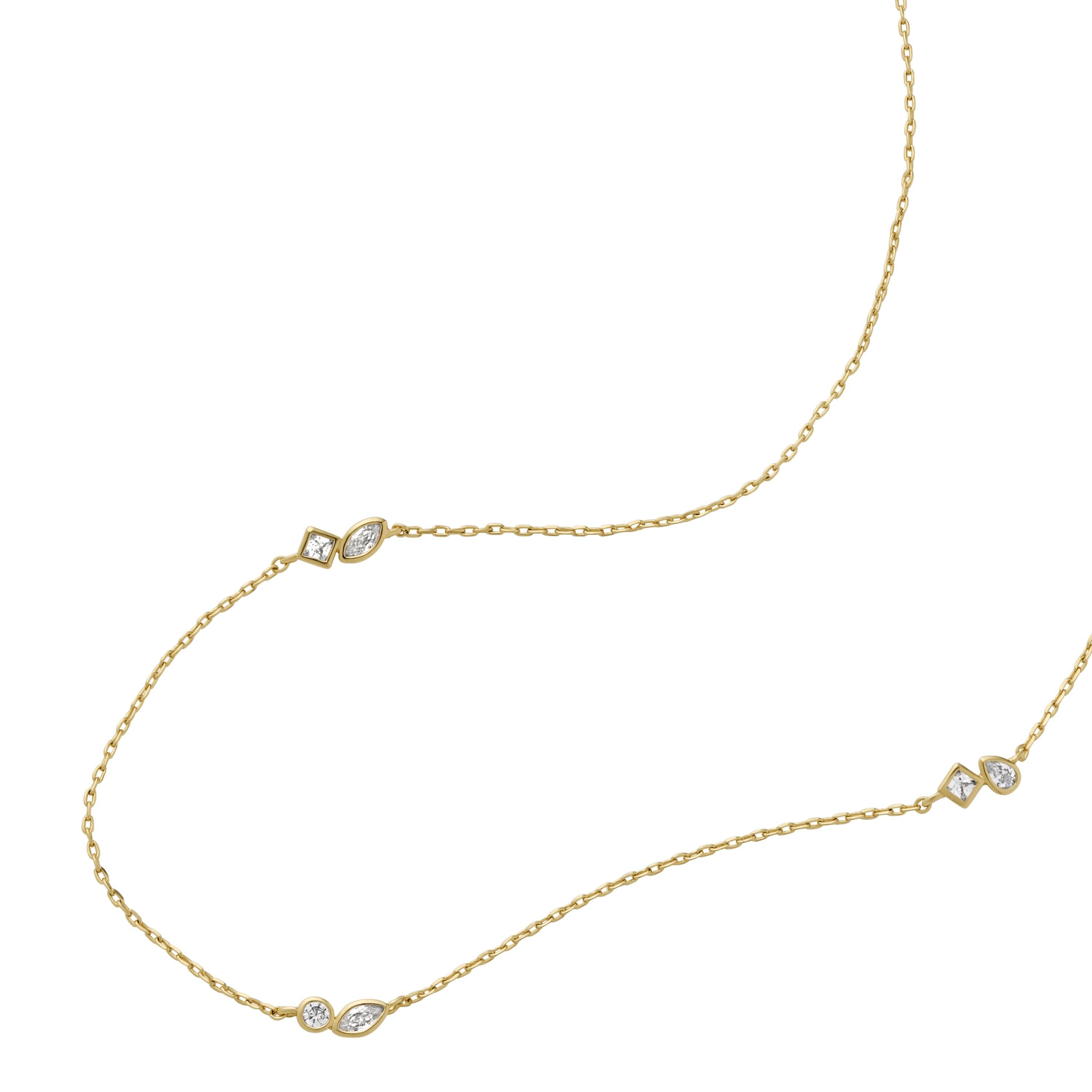 Fossil Kette ohne Anhänger Schmuck Geschenk Metall Halskette ELLIS, mit Zirkonia (synth) – Bild 2 von 5