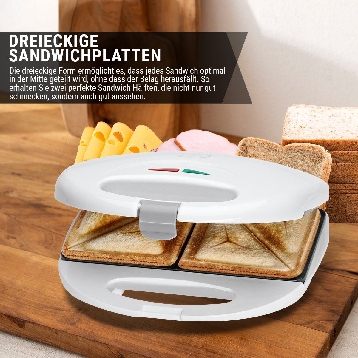 CLATRONIC Sandwichmaker dreieckigen 2 für ST weiß 3477, mit Sandwiches Sandwichplatten