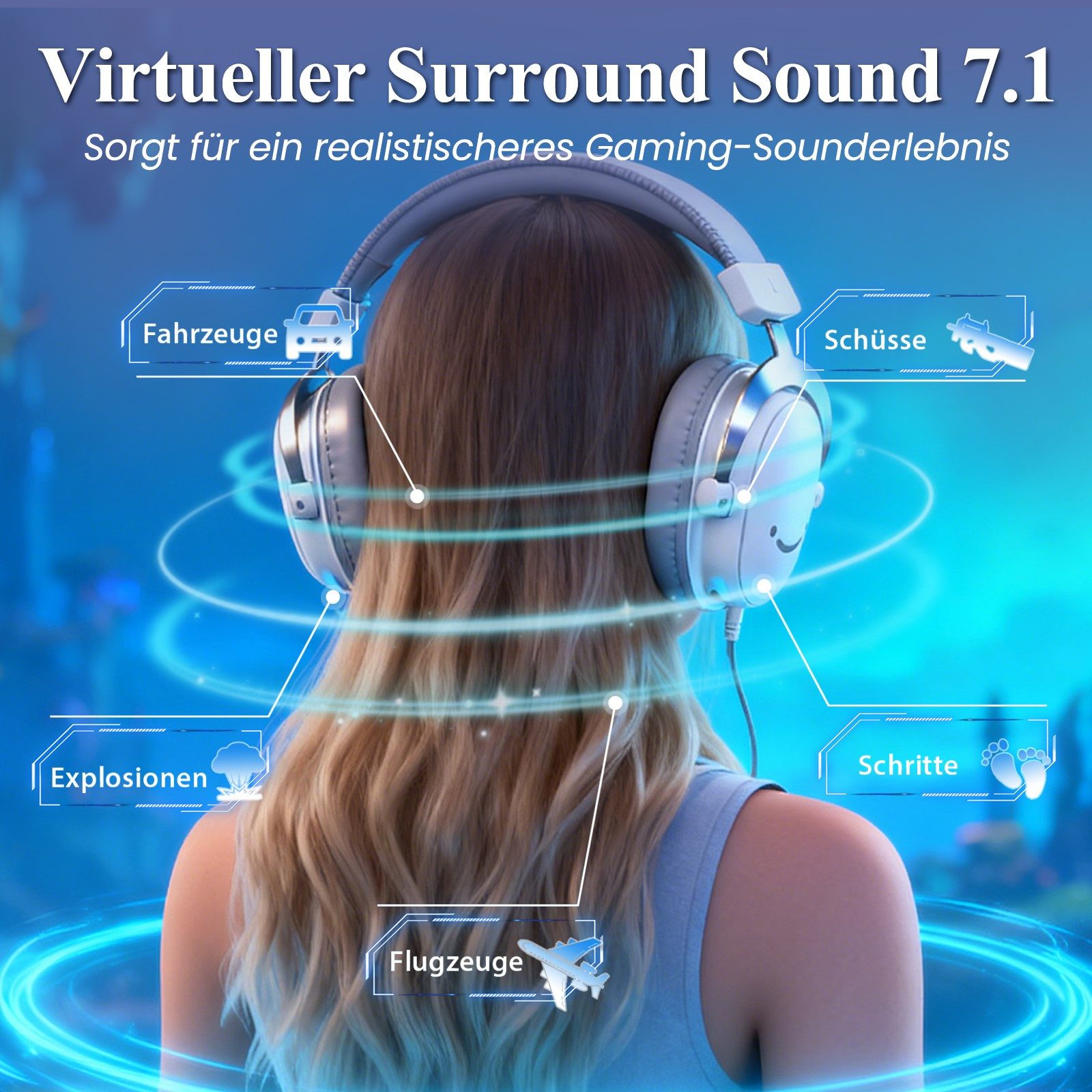 FIFINE Mikrofon Gaming Headset mit Mikrofon, Over Ear Kopfhörer mit Kabel, USB Headset für PC PS4 PS5 Xbox Switch, RGB Headphone