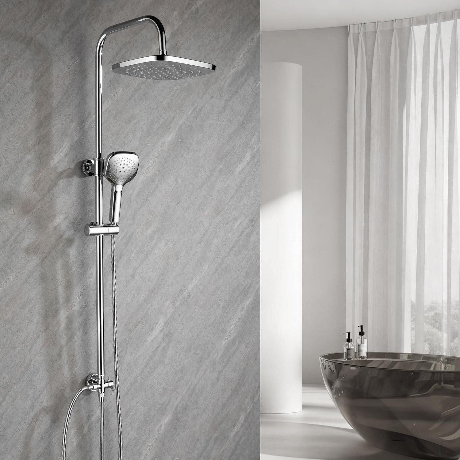 LuxusKollektion Duschsystem Regendusche ohne Armatur 30x30cm Quadratisch Chrom 25*25cm Eckig-chrom
