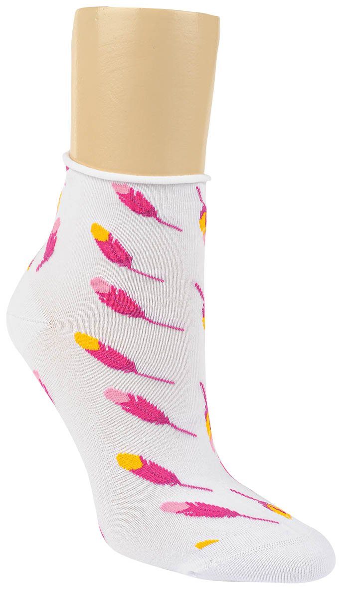 RS Harmony Kurzsocken Baumwolle Flamingo und verstärkt Baumwollsocken (6 Paar) Spitze Motivsocken Motiv Strümpfe Ferse