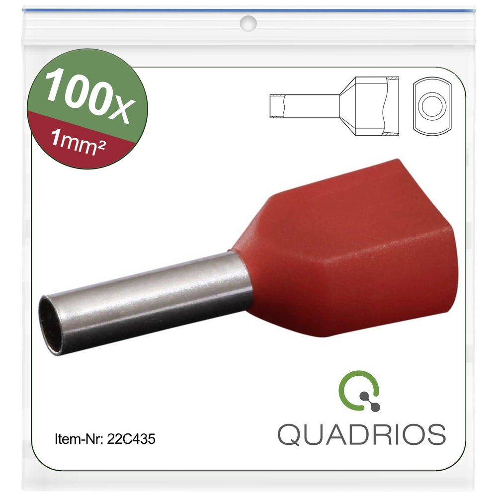 1 Quadrios Quadrios mm² 22C435 1 Zwillings-Aderendhülse Rot Aderendhülsen Set, Teilisoliert 22C435