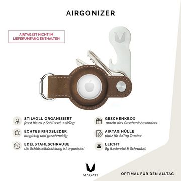 MAGATI Schlüsseltasche Airgonizer Schlüsseletui aus Echtleder für 1-7 Schlüssel (kompatibel mit Apple Airtag Tracker), inkl. Schlüsselfundservice & Einkaufswagenlöser