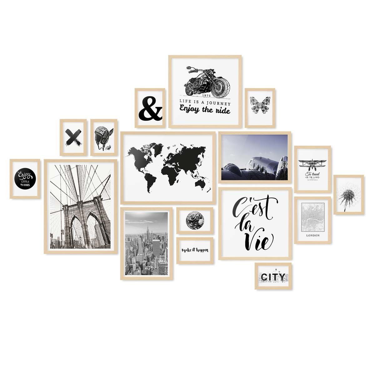 PHOTOLINI Bilderrahmen 17er Set Modern Schmal günstig online kaufen