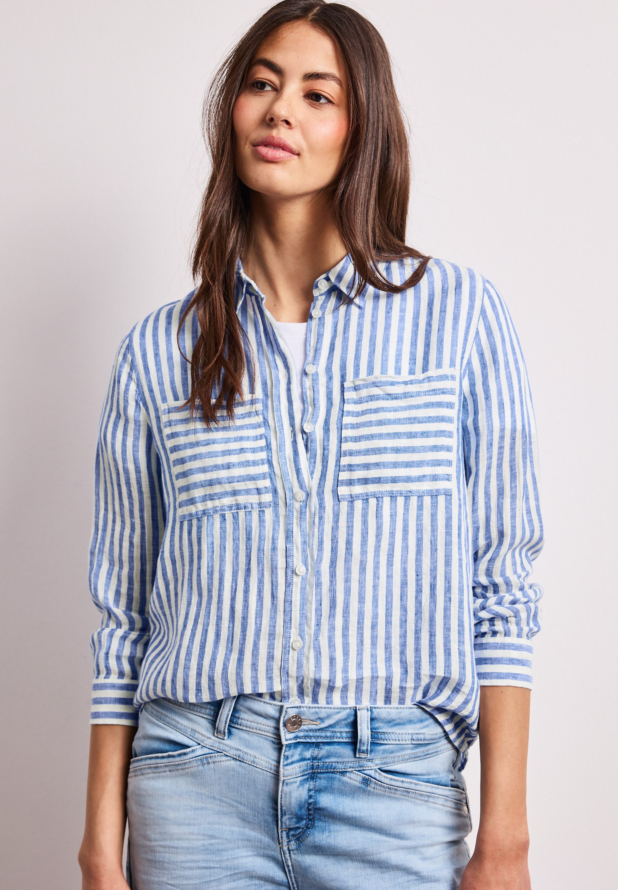 STREET ONE Hemdbluse mit Streifen Muster