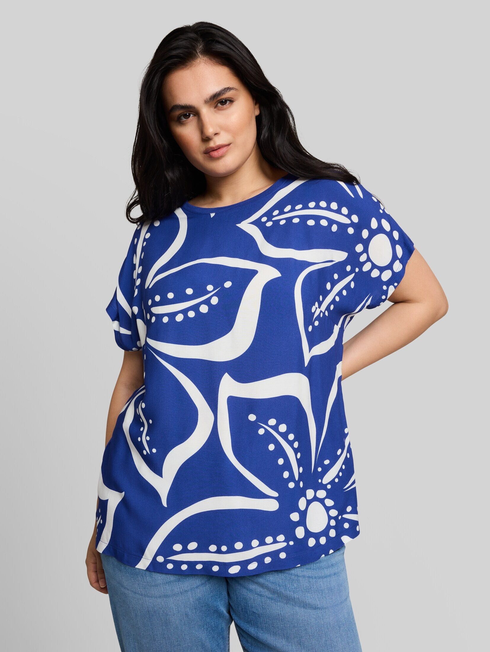 TOM TAILOR PLUS T-Shirt T-Shirt Plus Size - T-Shirt im Material-Mix