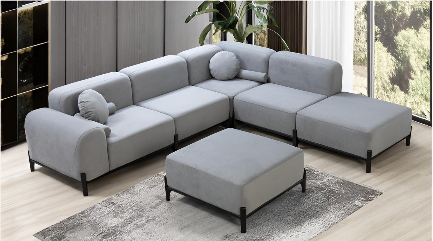 JVmoebel Ecksofa Graues Designer Polstersofa in L-Form für modernes Wohnen, 1 Teile