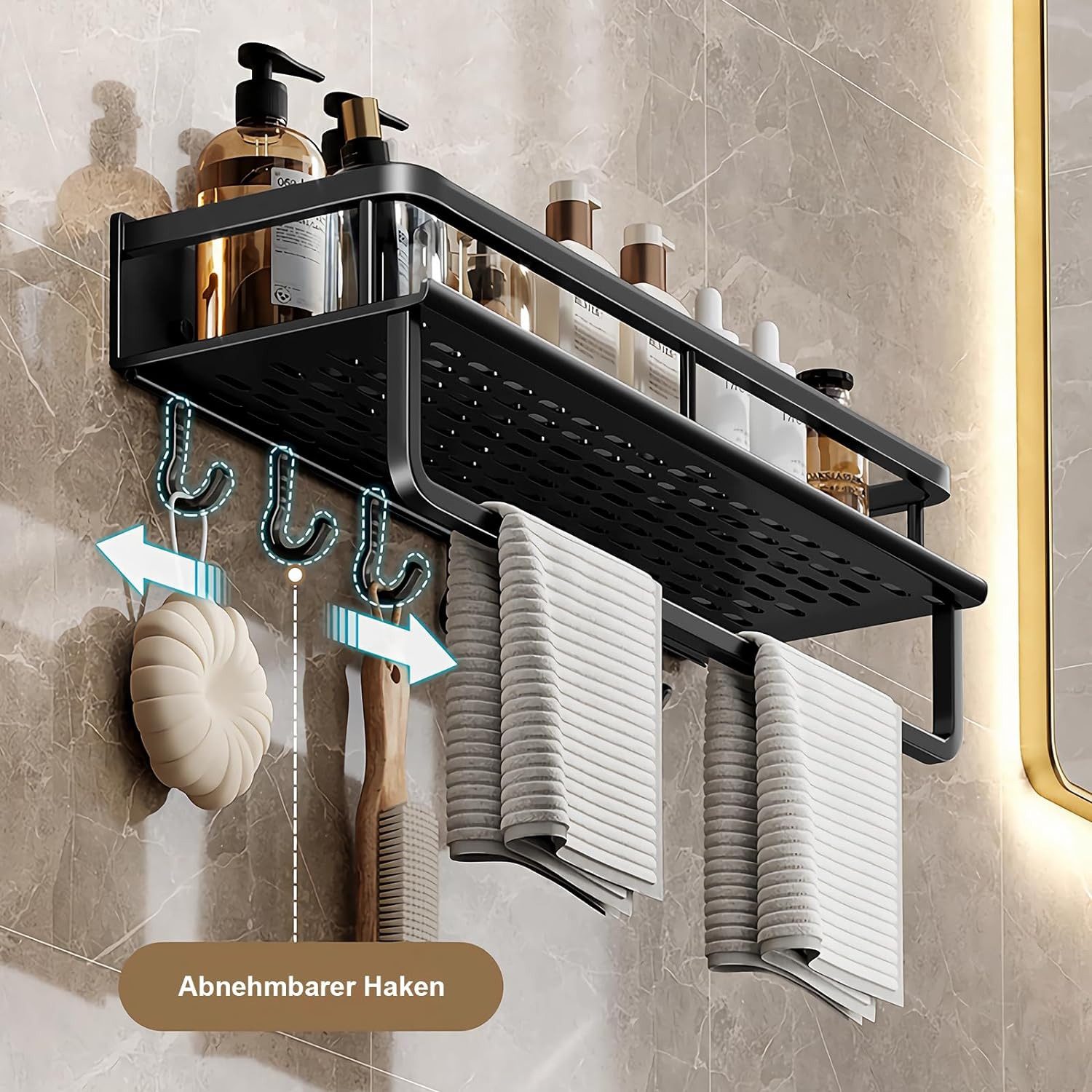 ibettertec Duschregal Duschablage ohne Bohren-2 Stück Duschkorb mit Handtuc günstig online kaufen