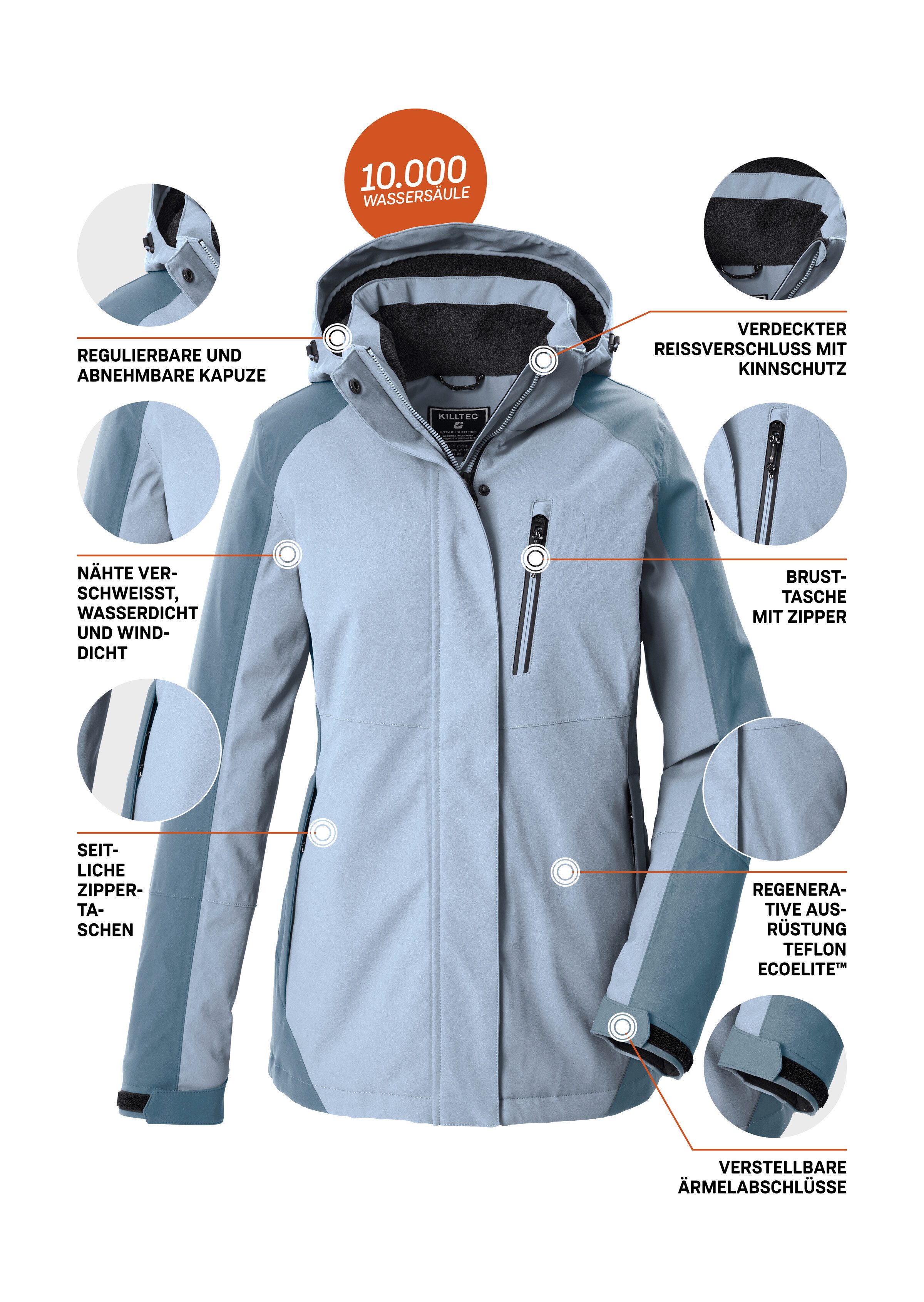 Killtec Funktionsjacke KOW 59 WMN JCKT Wind- und wasserdichte Damenjacke, atmungsaktiv, abnehmbare Kapuze – Bild 5 von 5
