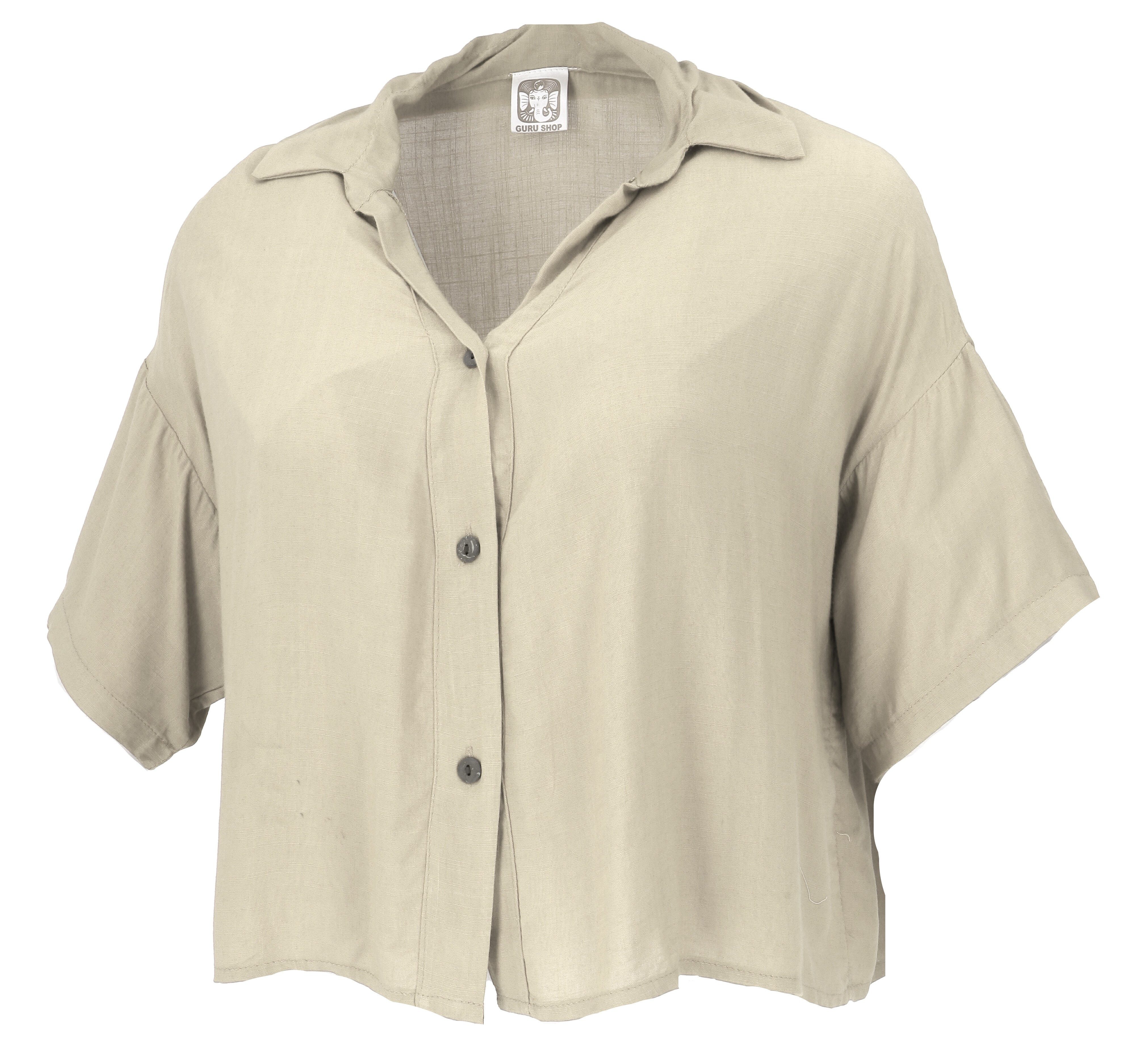 Guru-Shop Longbluse Boho Blusentop, Basic Kurzarmbluse, günstig online kaufen