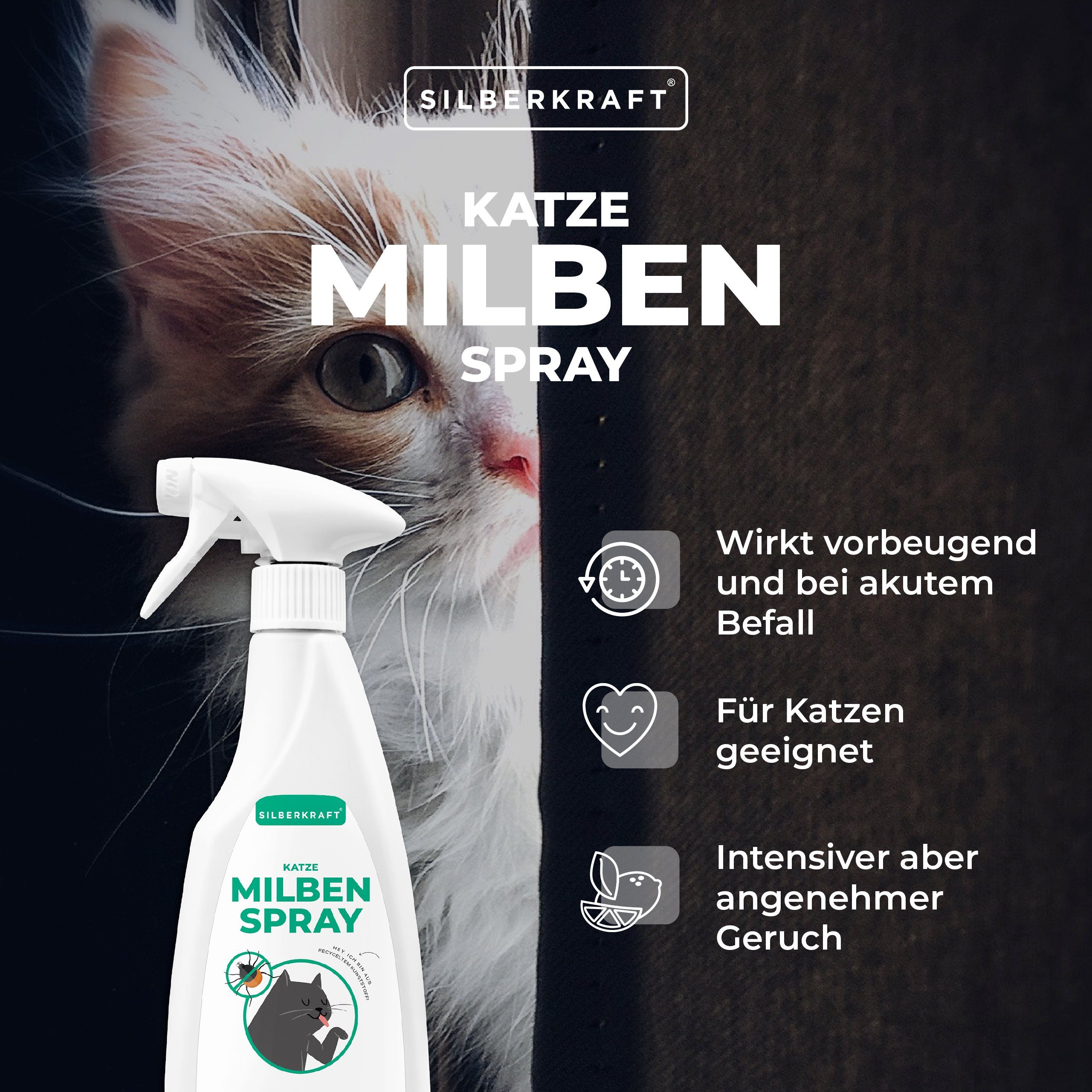 Silberkraft Insektenspray Milbenspray für Katzen, 1-St. 500 ml