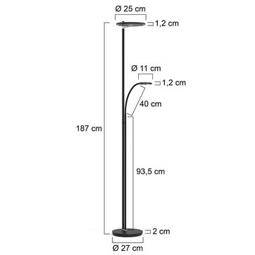 Steinhauer LIGHTING LED Stehlampe, Deckenfluter Stehleuchte Standlampe LED Lesespot beweglich Touchdimmer