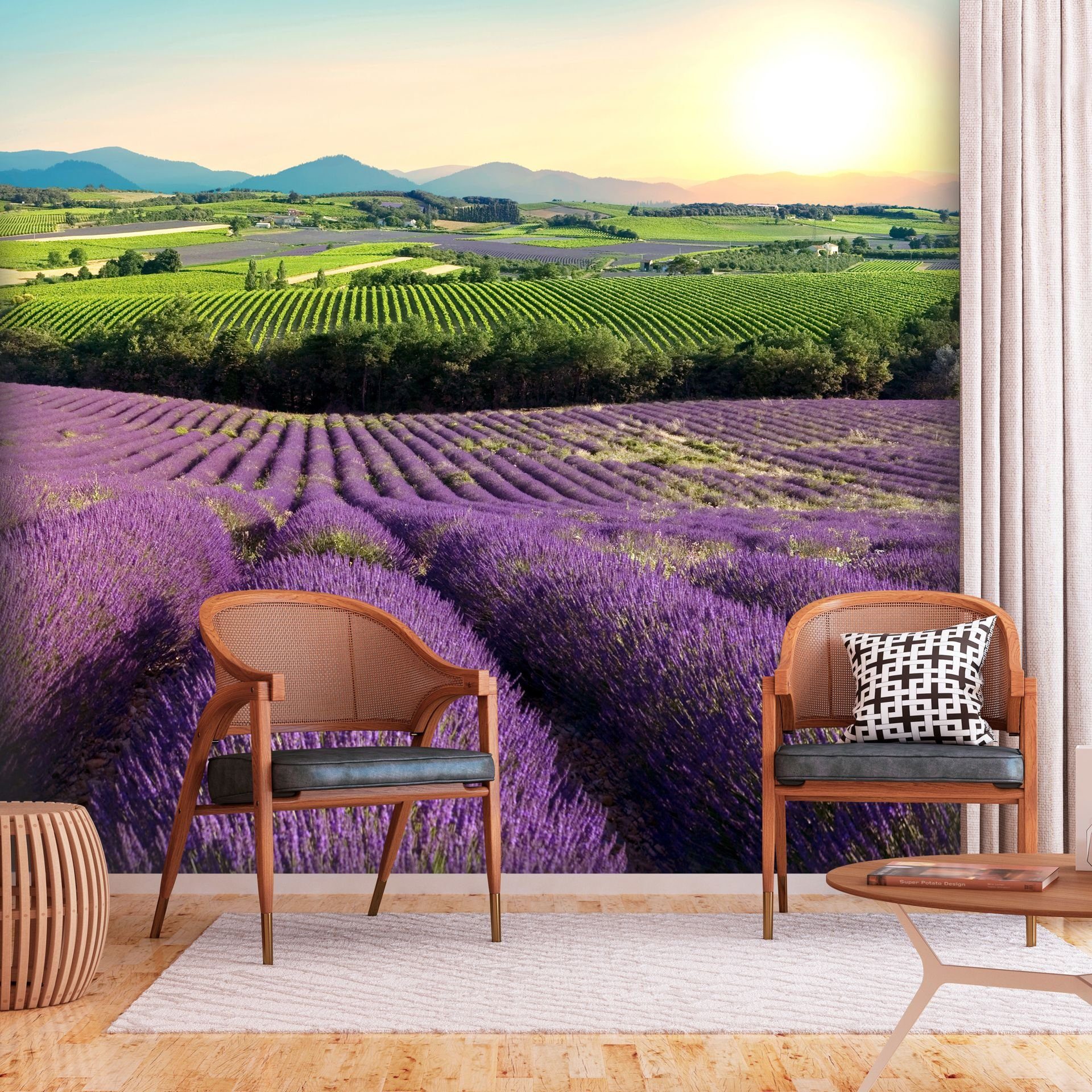 KUNSTLOFT Vliestapete Lavender Field 0.98x0.7 m, halb-matt, matt, lichtbeständige Design Tapete