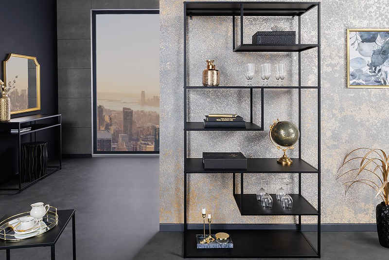 riess-ambiente Bücherregal DURA STEEL 180cm schwarz, Einzelartikel 1-tlg., Wohnzimmer · Metall · 6 Fächer · Bücher · Modern Design · Schlafzimmer