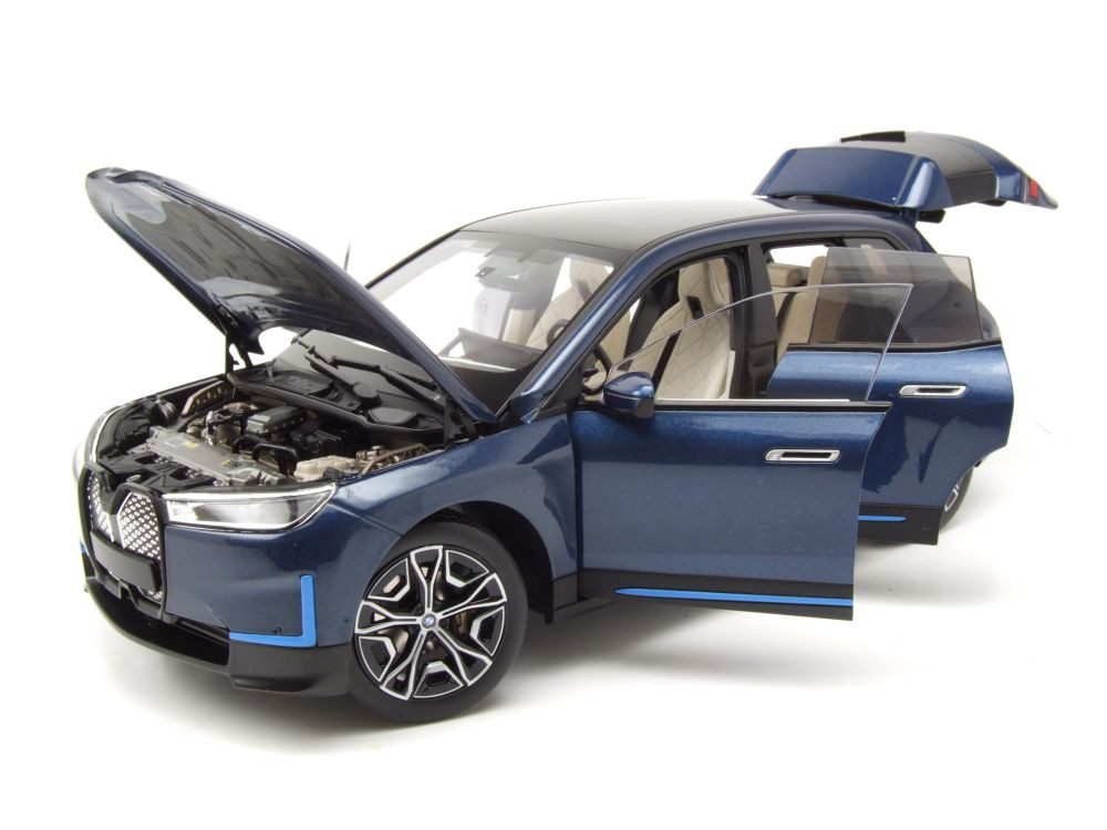 Minichamps Modellauto BMW iX 2022 blau metallic, Maßstab 1:18