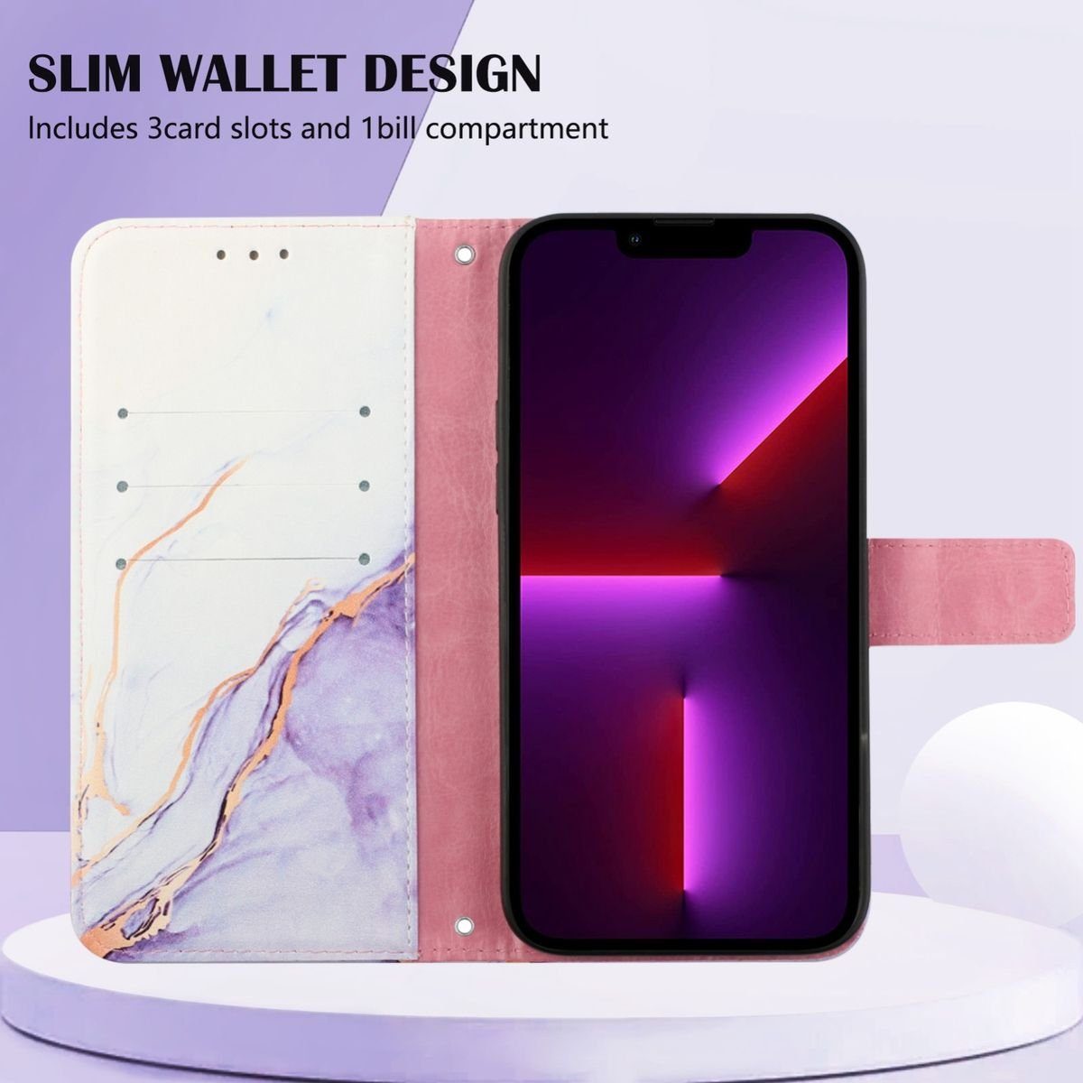 König Design Handyhülle Apple iPhone 13 mini, Schutzhülle Schutztasche Case Cover Etuis Wallet Klapptasche Bookstyle