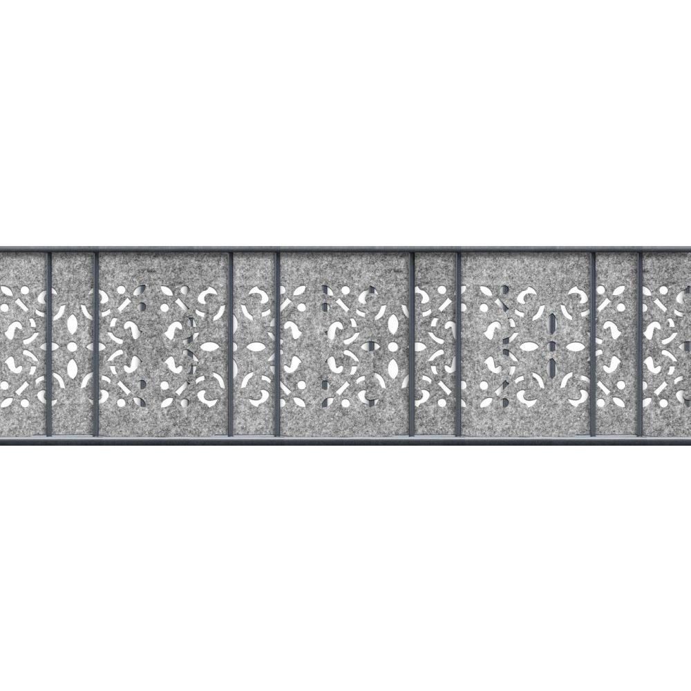 zaunzu Sichtschutzstreifen Design Vlies Ornament für Doppelstabmatten Hellgrau 2,6m, (1 x Laserstreifen, Dekorstreifen), 2 Jahre garantierte Farbechtheit