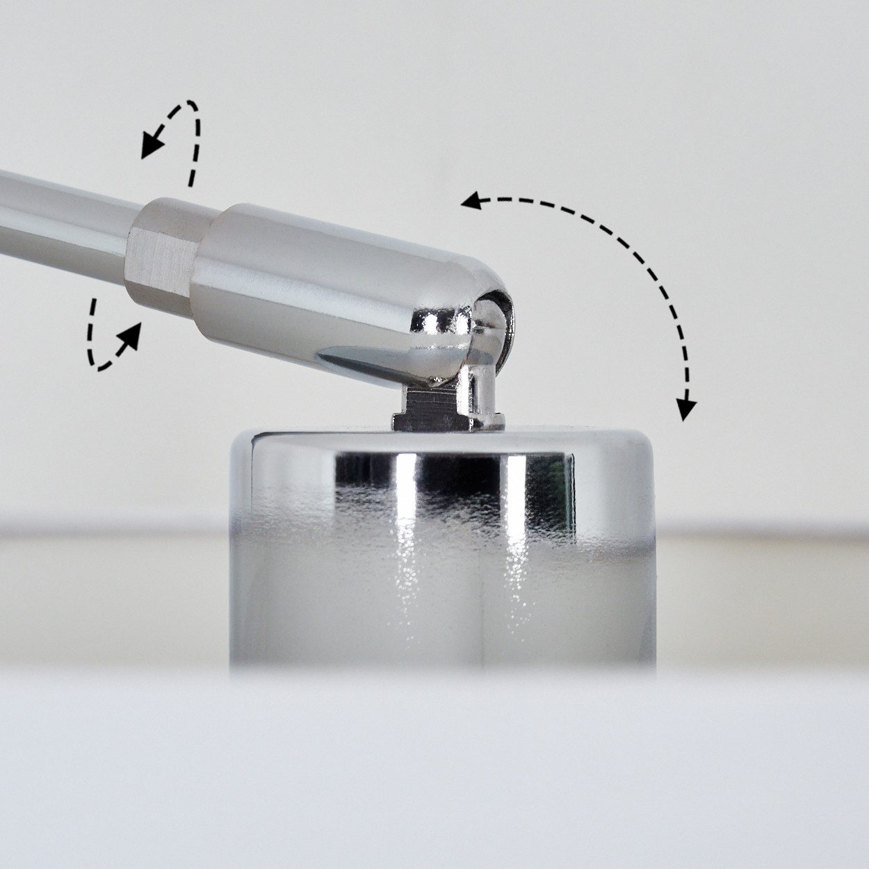 hofstein Bogenlampe Stehlampe aus Metall/Stoff in Schwarz/Chromfarben/Weiß, Stehleuchte mit Marmorfuß, modernes Design (40 cm), Fußschalter, E27