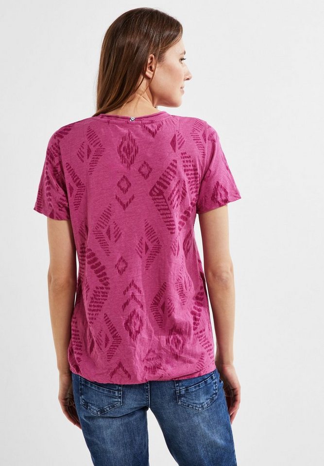 Cecil T-Shirt aus softem Materialmix, Tunnelzugband am Saum