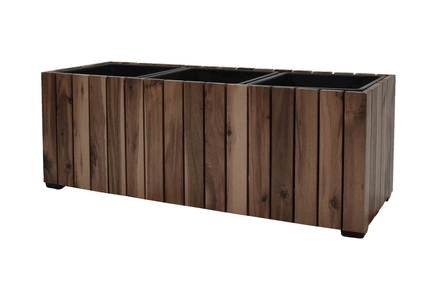 dasmöbelwerk Pflanzkübel Pflanzgefäß Pflanzkasten Blumenkasten Akazienholz 28x79 cm mit Einsatz
