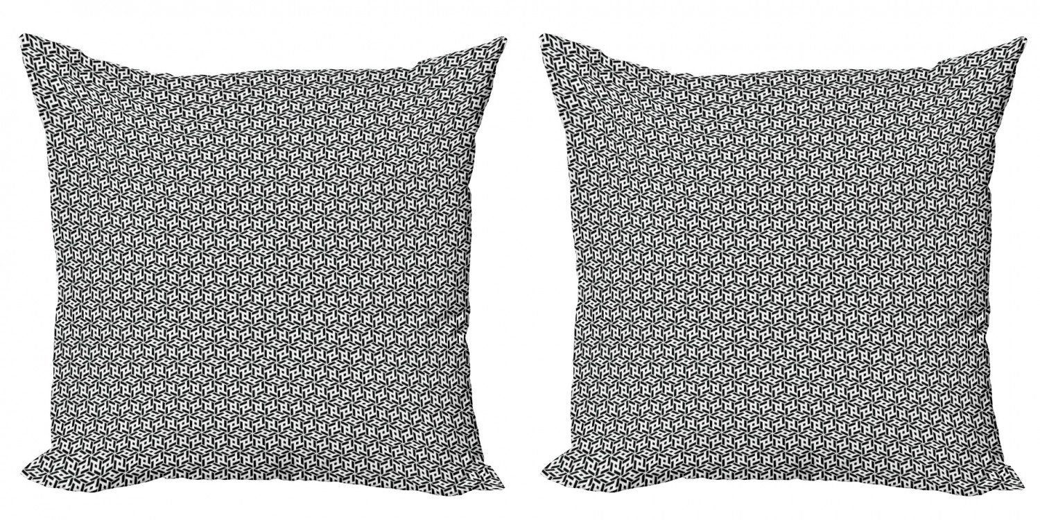 Accent kubische Kissenbezüge Digitaldruck, (2 Formen weiß Stück), Modern Schwarz Abakuhaus und Doppelseitiger