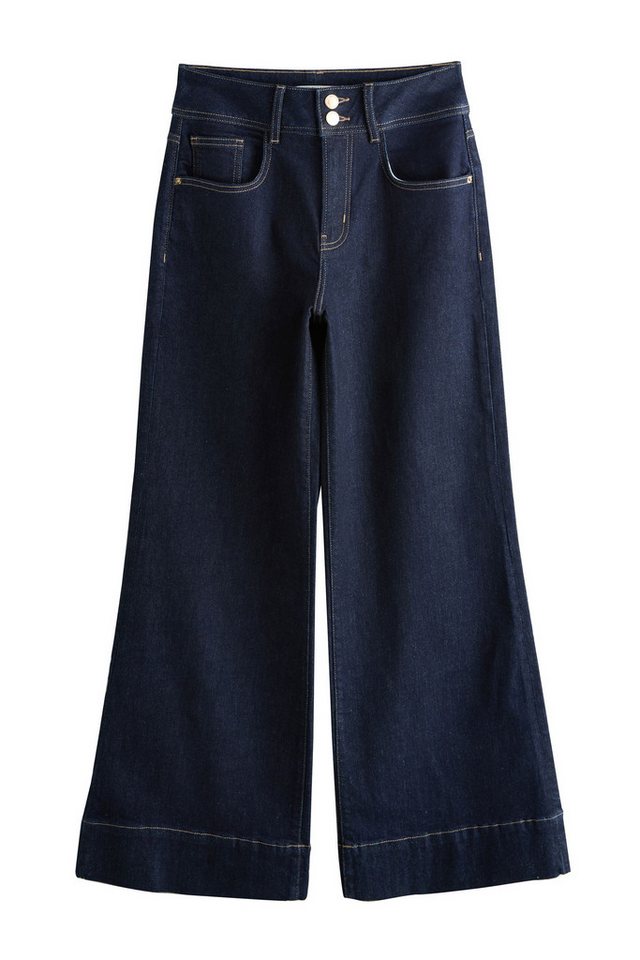 Next Stretch-Jeans Sanduhr Hochbund-Jeans mit weitem Bein, Kurzgröße (1-tlg)