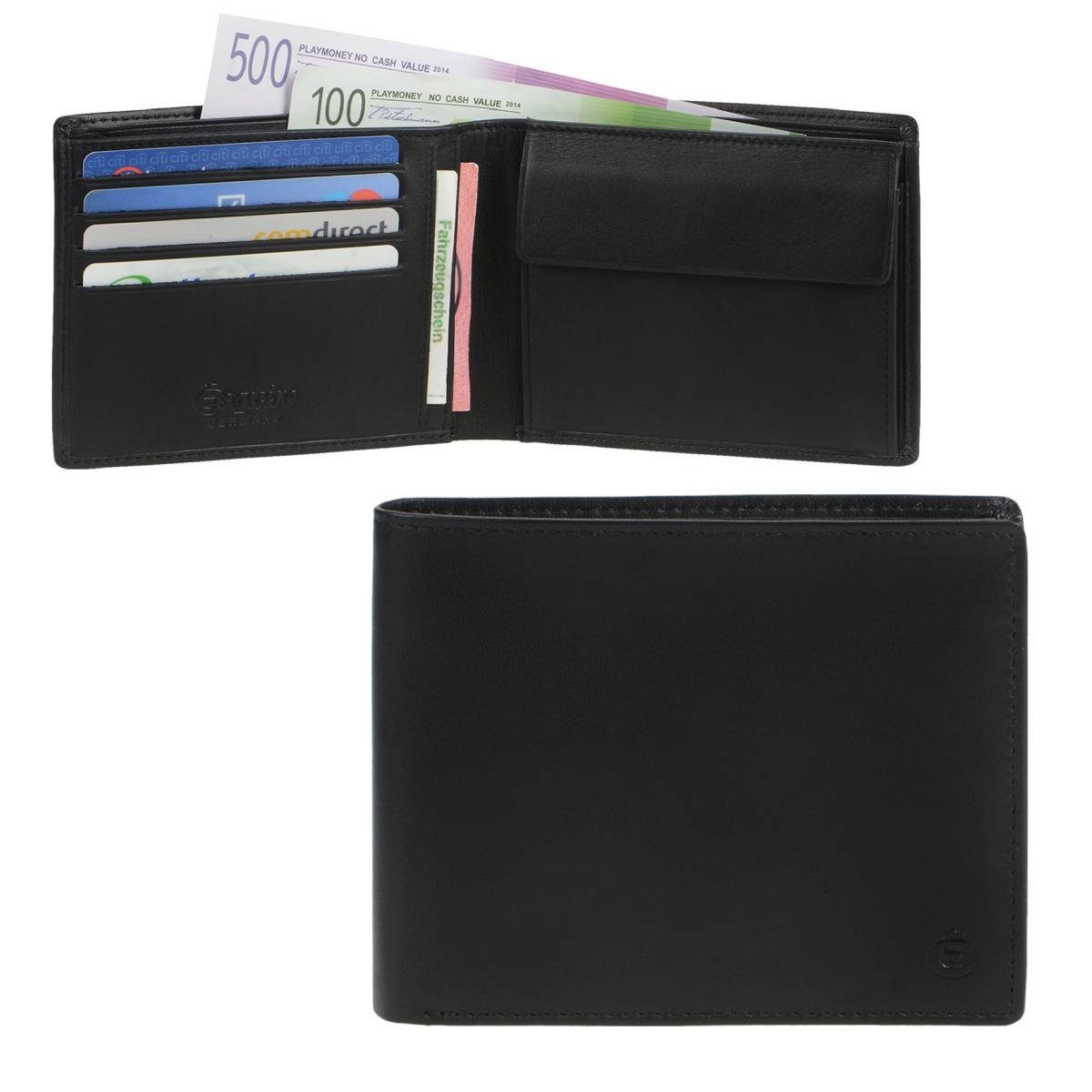 Esquire Geldbörse Slim, Portemonnaie, Lederbörse, Herrenbörse dünn flach