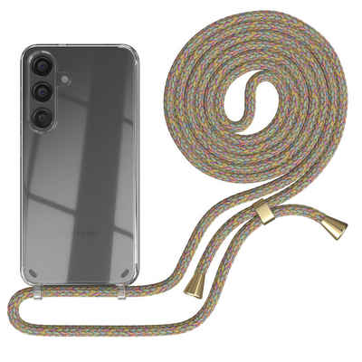 EAZY CASE Handykette Handyband mit Magsafe für Samsung Galaxy S24 6,2 Zoll, Ketten Hülle Schultergurt Schutz Hülle Tasche mit Band Bunt Clip Gold