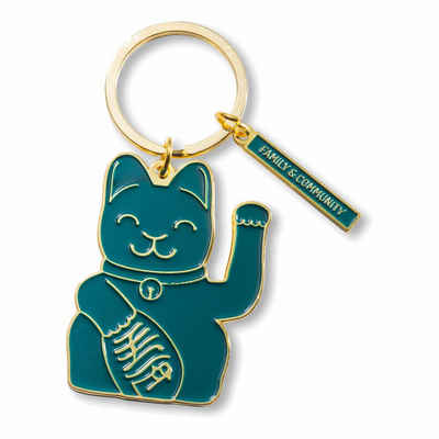Donkey Products Schlüsselanhänger Lucky Cat Key Ring Green, Maneki Neko