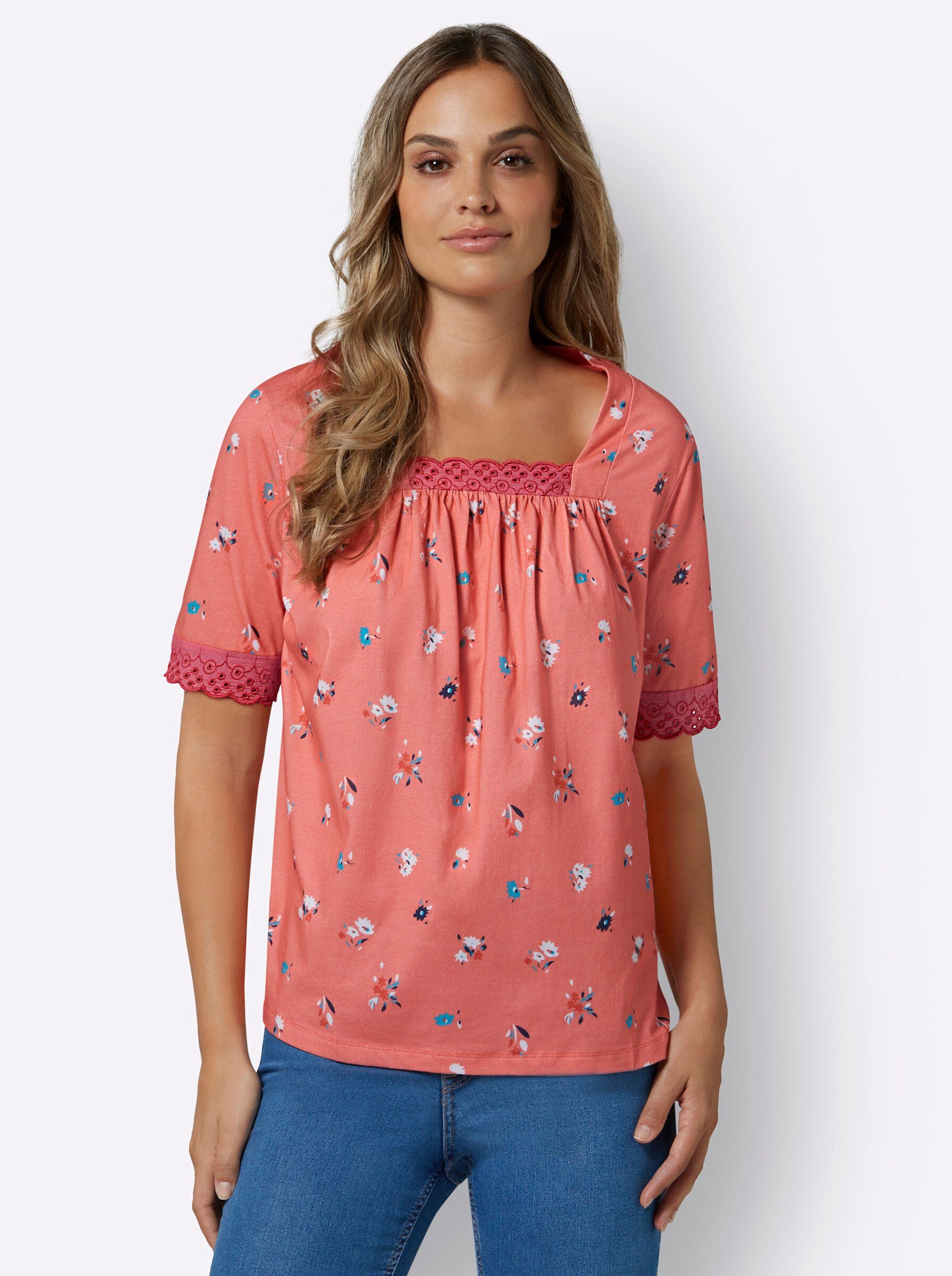 Sieh an! T-Shirt flamingo-dunkelblau-bedruckt