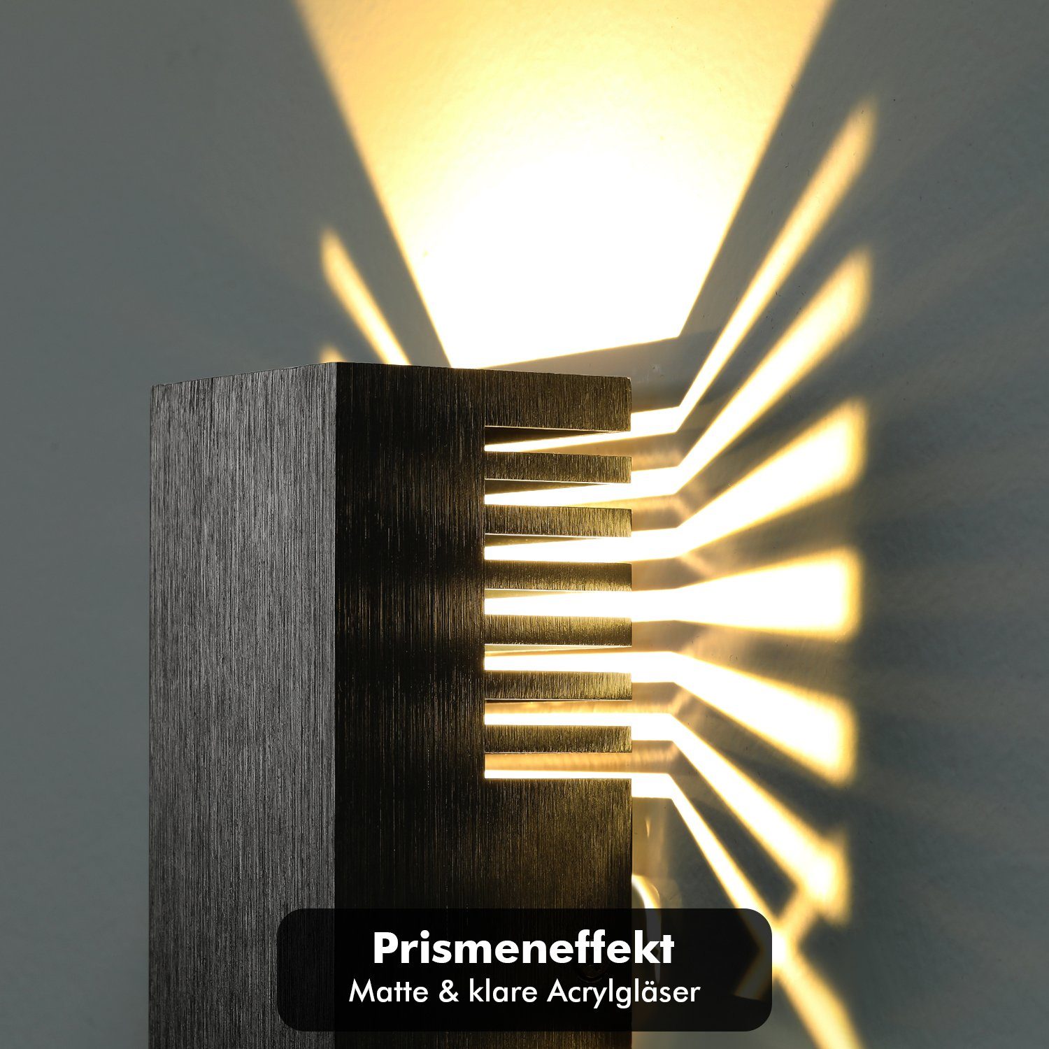 oyajia Wandleuchte 1 Aluminium, Down Wohnzimmerbeleuchtung Schatteneffekt, aus mit Up Warmweiß, Beleuchtung integriert, fest Stück 6W Schwarz, Licht, & Wandleuchte LED Wandlampe indirekte LED