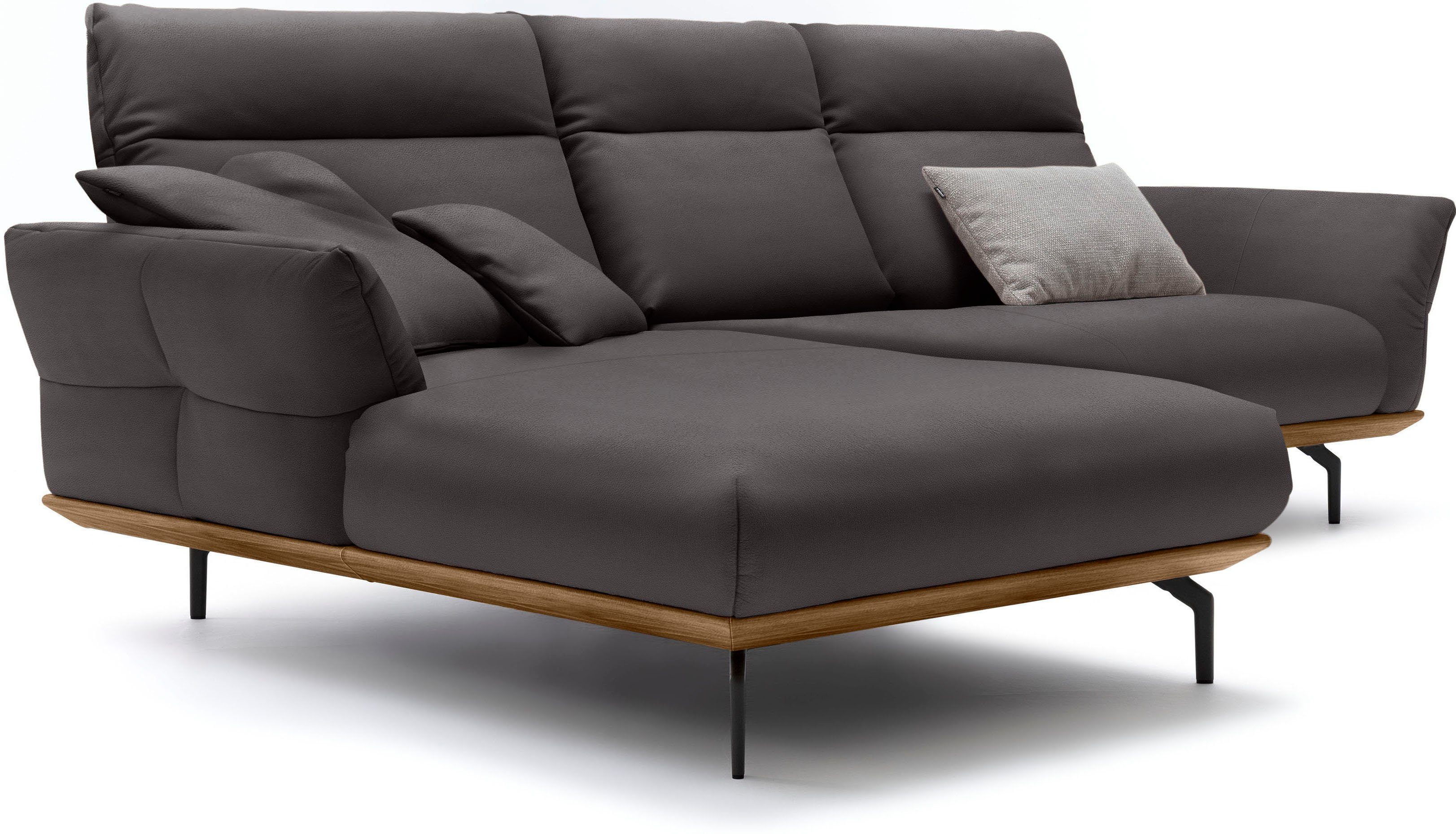 hülsta sofa Ecksofa hs.460, Sockel cm Umbragrau, Winkelfüße 298 in Nussbaum, in Breite