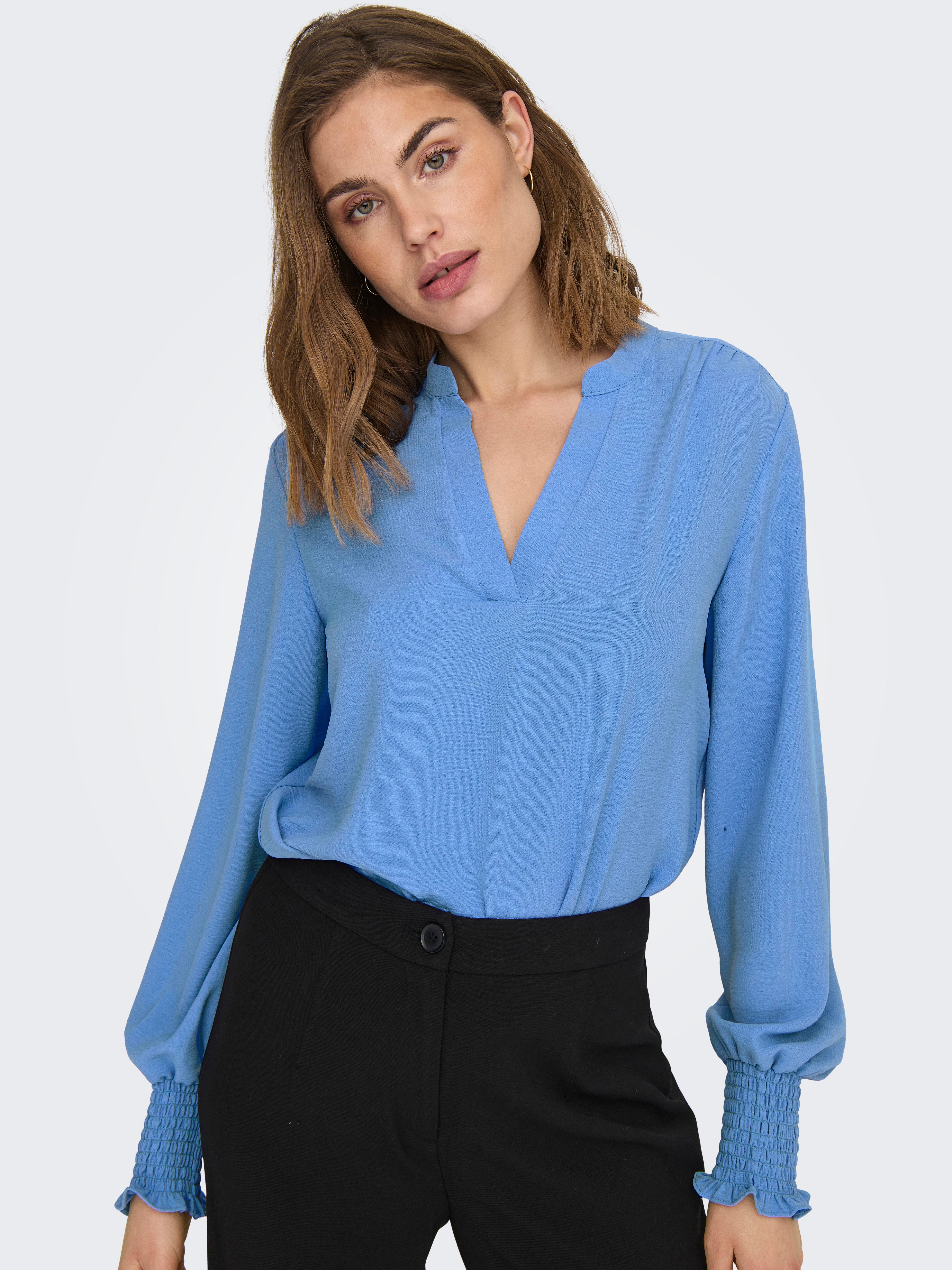 ONLY Blusenshirt ONLMETTE V-NECK LS SMOCK TOP NOOS WVN günstig online kaufen