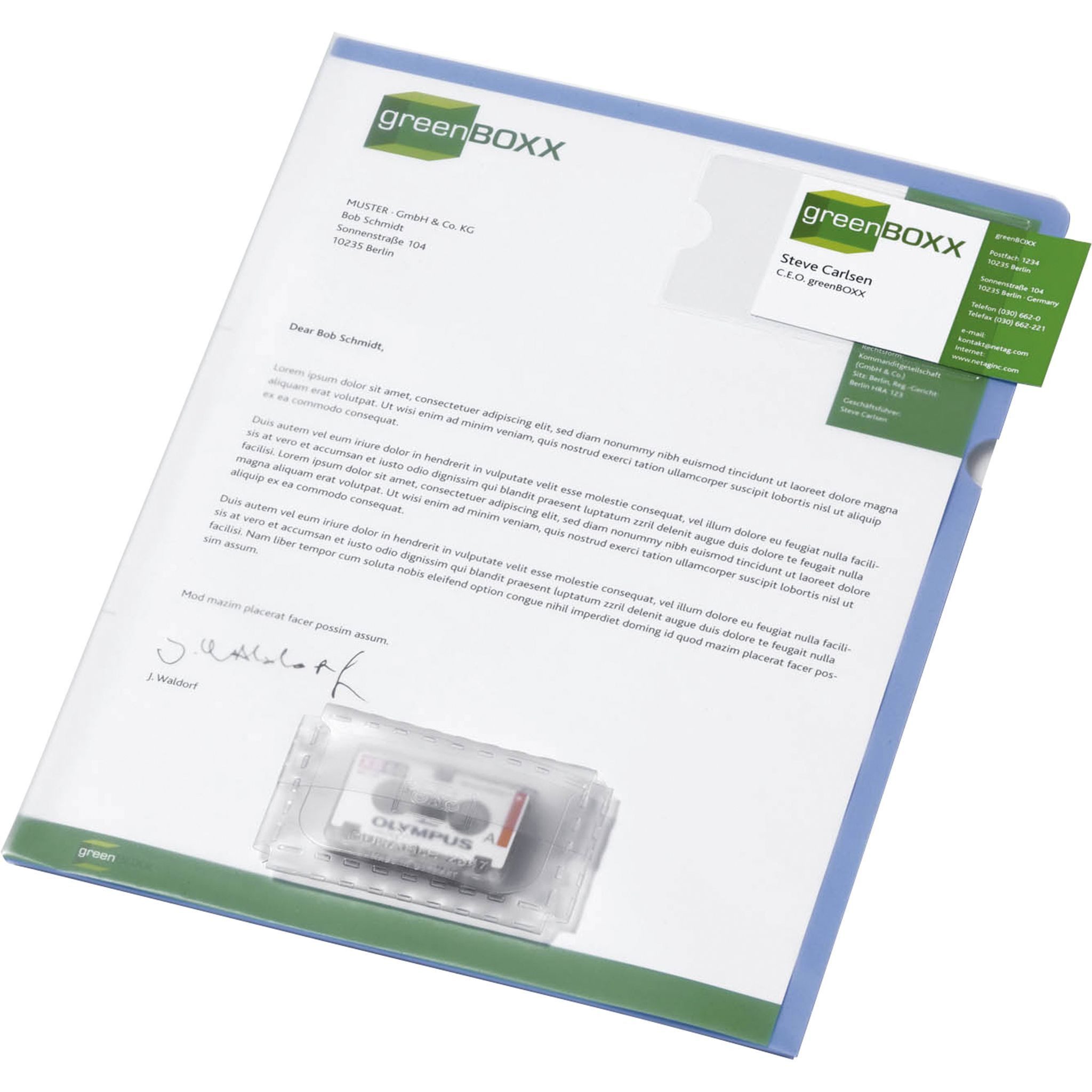 DURABLE Prospekthülle Durable Sichthülle A4 Diktathülle bl für Schriftgut und Kassette