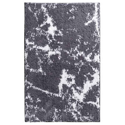 Badematte Badteppich Marmor Grau-Weiß 90 x 60 cm Ridder, Höhe 2.2 mm, Polyester