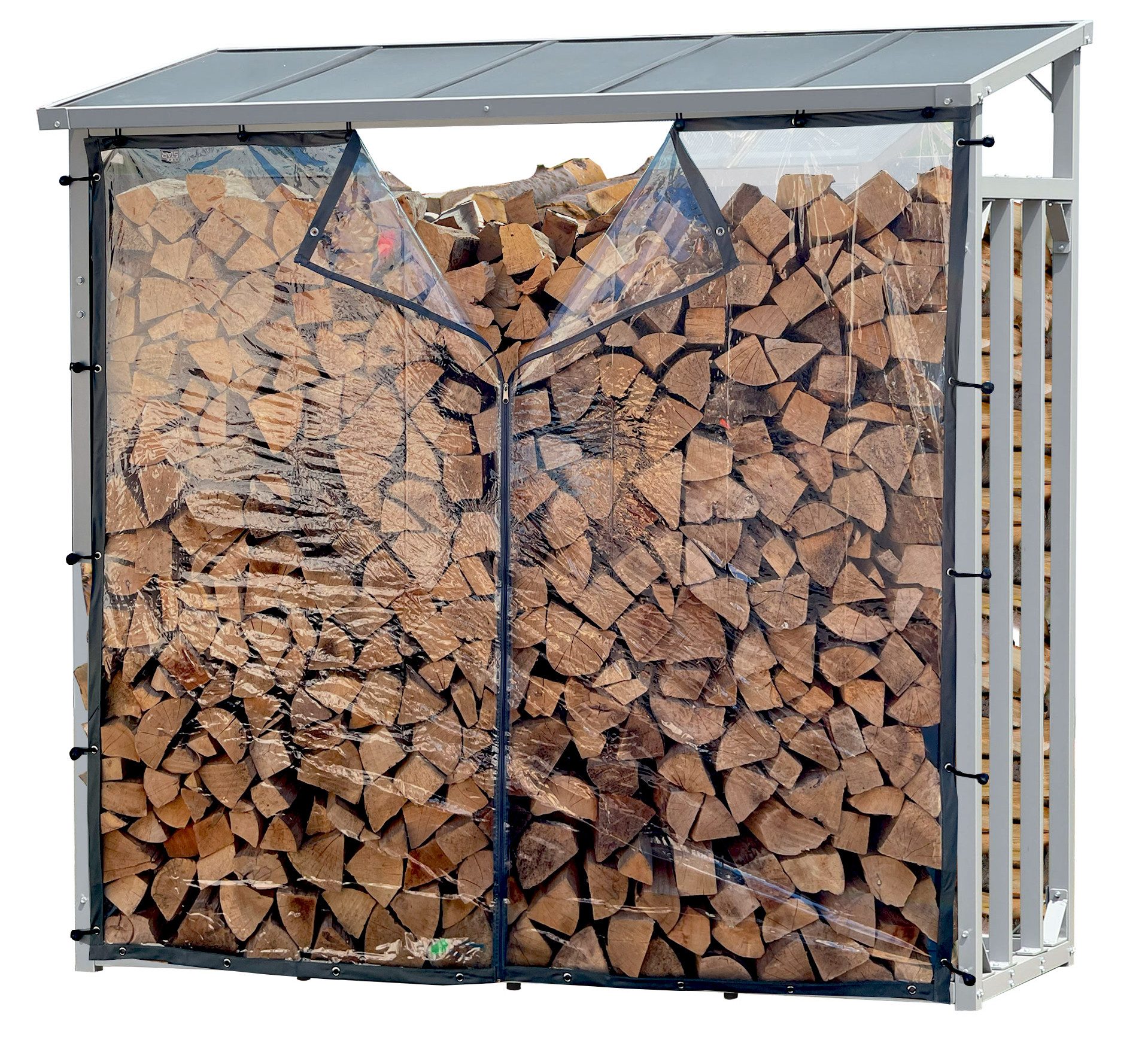 Quick Star Kaminholzregal 126x167cm Wetterschutz für Kaminholzregal 130x70x185cm, Mit 22 Ösen, Spanngummis und Reißverschluss