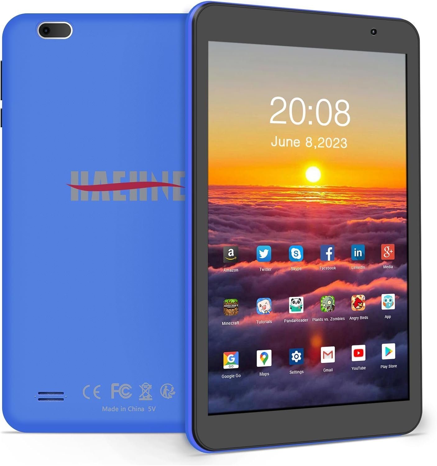 Haehne Tablet (8", Android 10, 2G, Tablet 128GB Erweiterbar, WiFi, GPS, Bluetooth, Type-C 4000mAh IPS,HD)