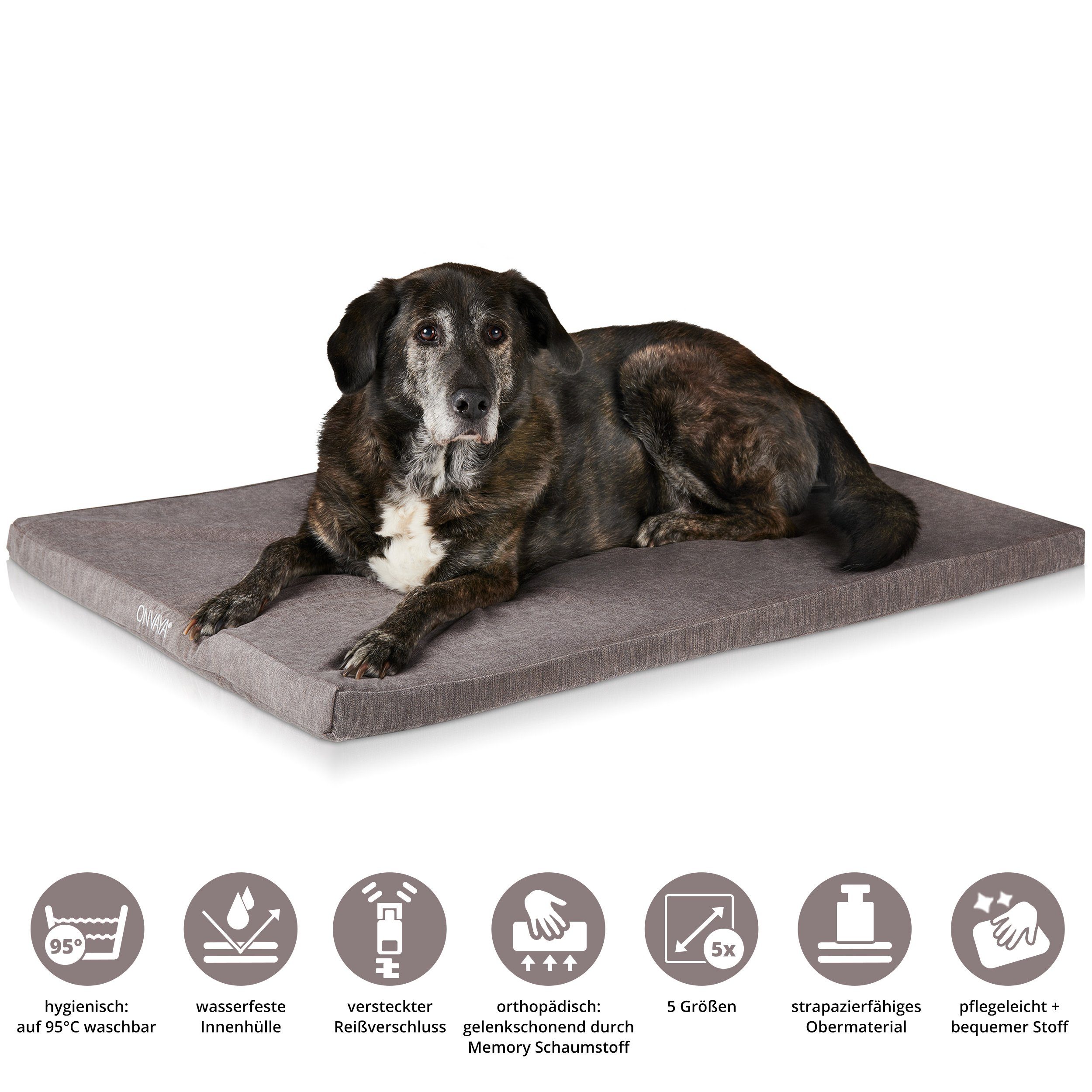 ONVAYA Hundematte Hundekissen aus Memory Foam, orthopädisch, 95 Grad waschbar – Bild 3 von 5