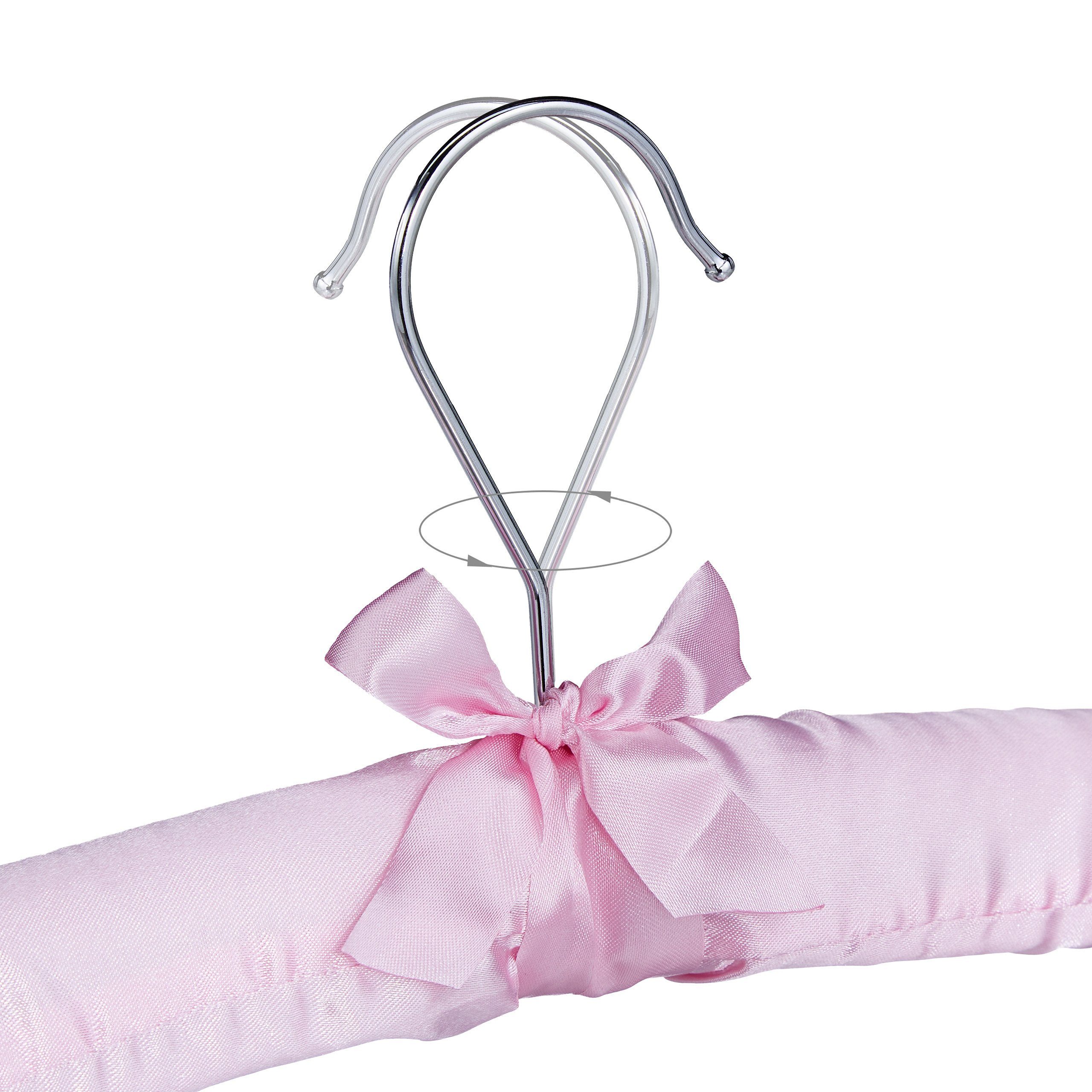 Kleiderbügel Rosa mit x Klammern 5 relaxdays Satin Kleiderbügel